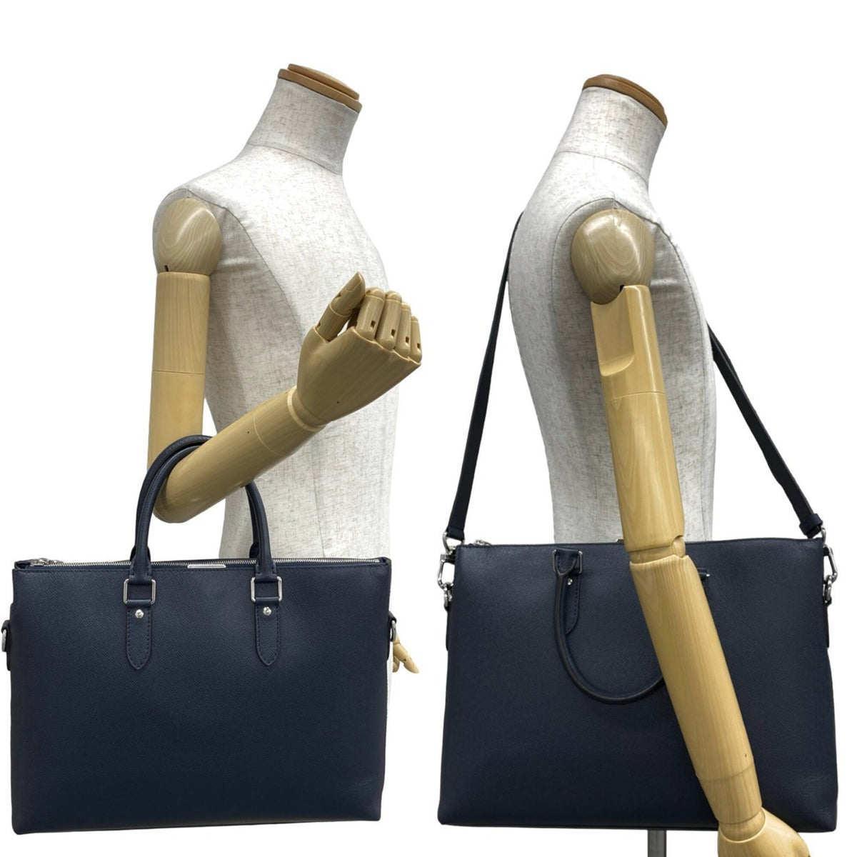 Louis Vuitton Navy Leather Briefcase Shoulder Bag (Pre-Owned)