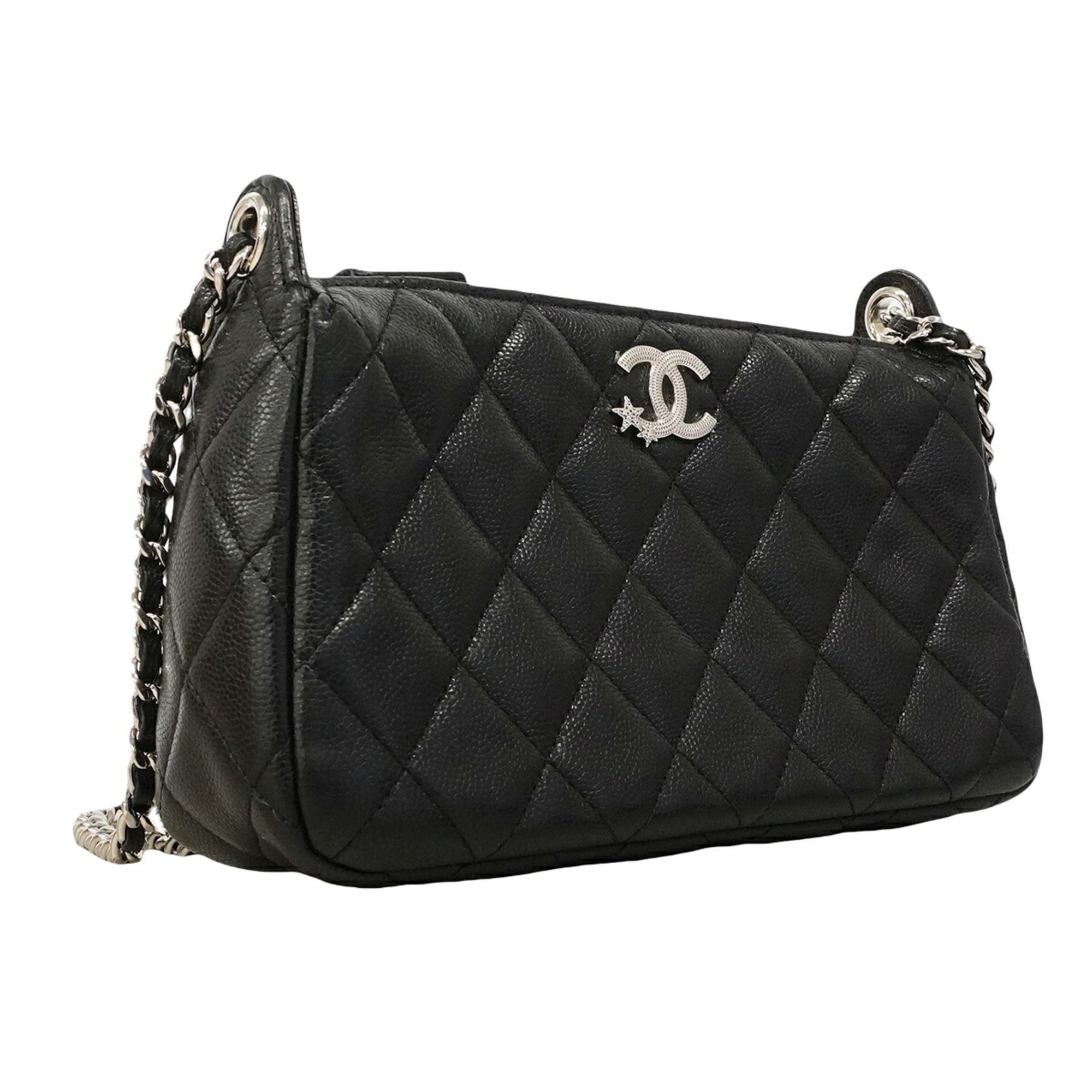 Chanel Black Grained Calfskin Shoulder Bag (Pre-Owned)
