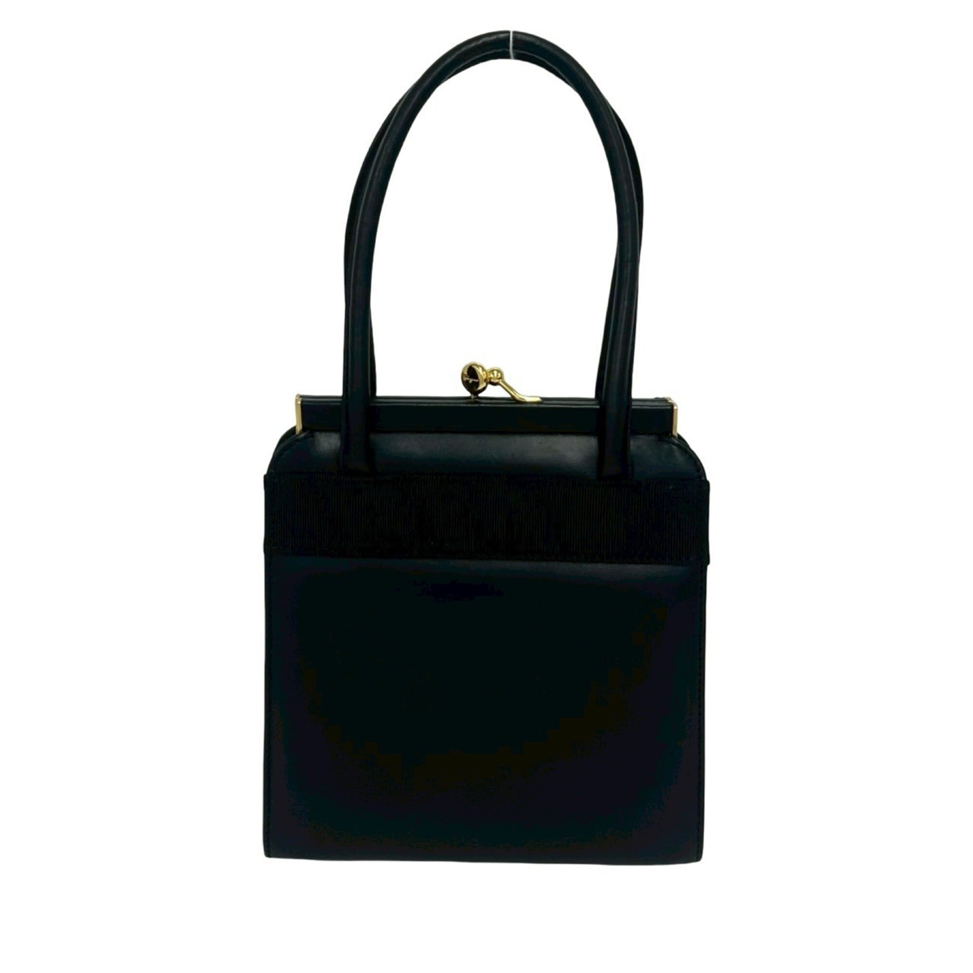 Salvatore Ferragamo Black Leather Handbag Shoulder Bag (Pre-Owned)