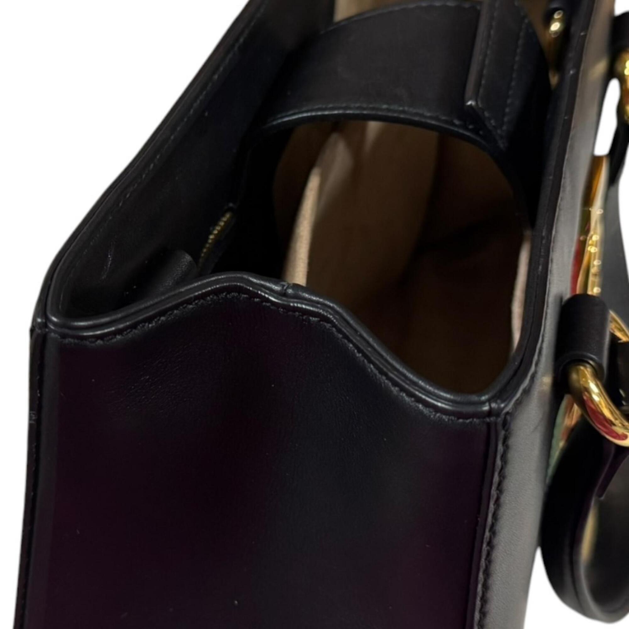 Gucci Black Leather Handbag Shoulder Bag (Pre-Owned)