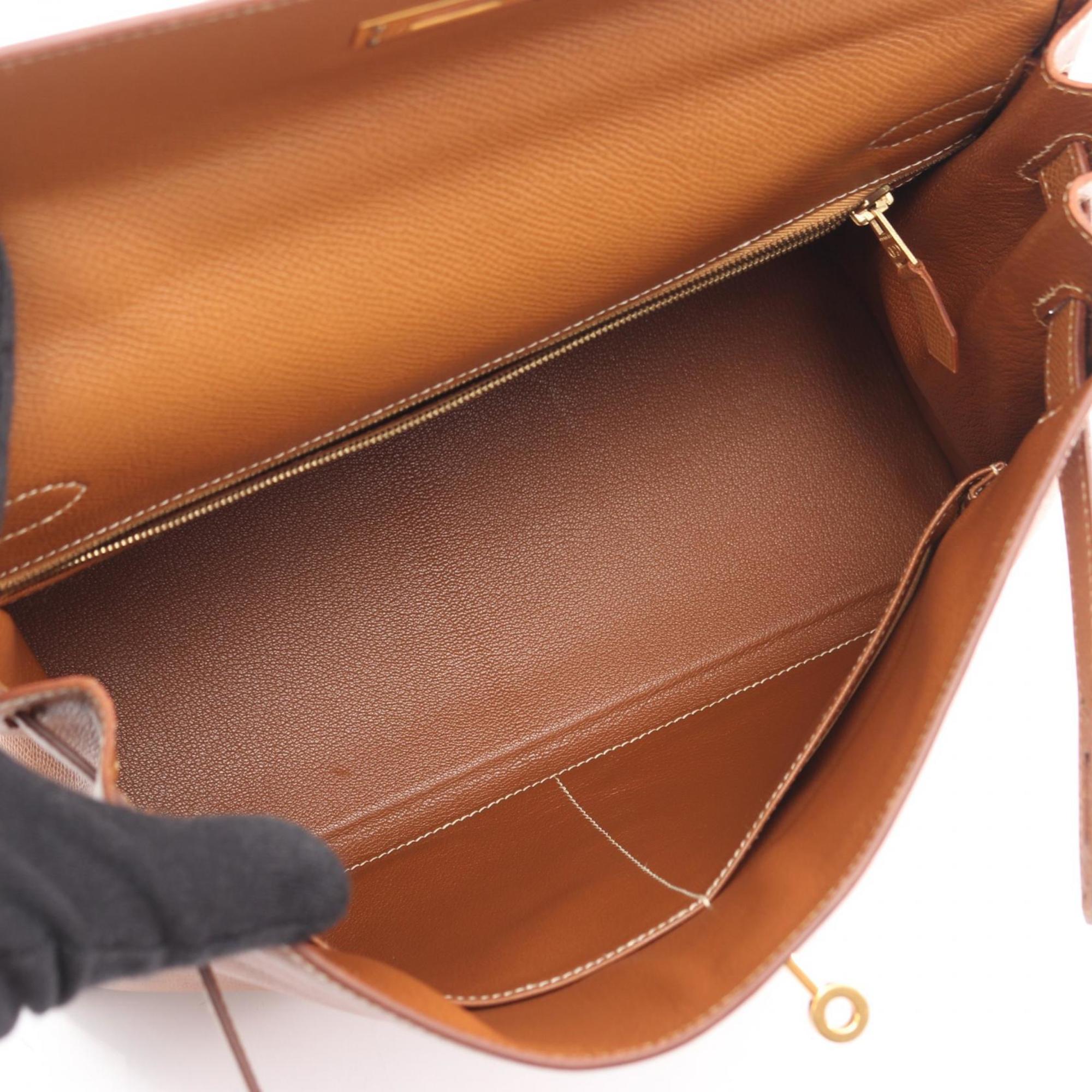 Hermes Brown Gold Brown Courchevel Leather Leather Handbag (Pre-Owned)