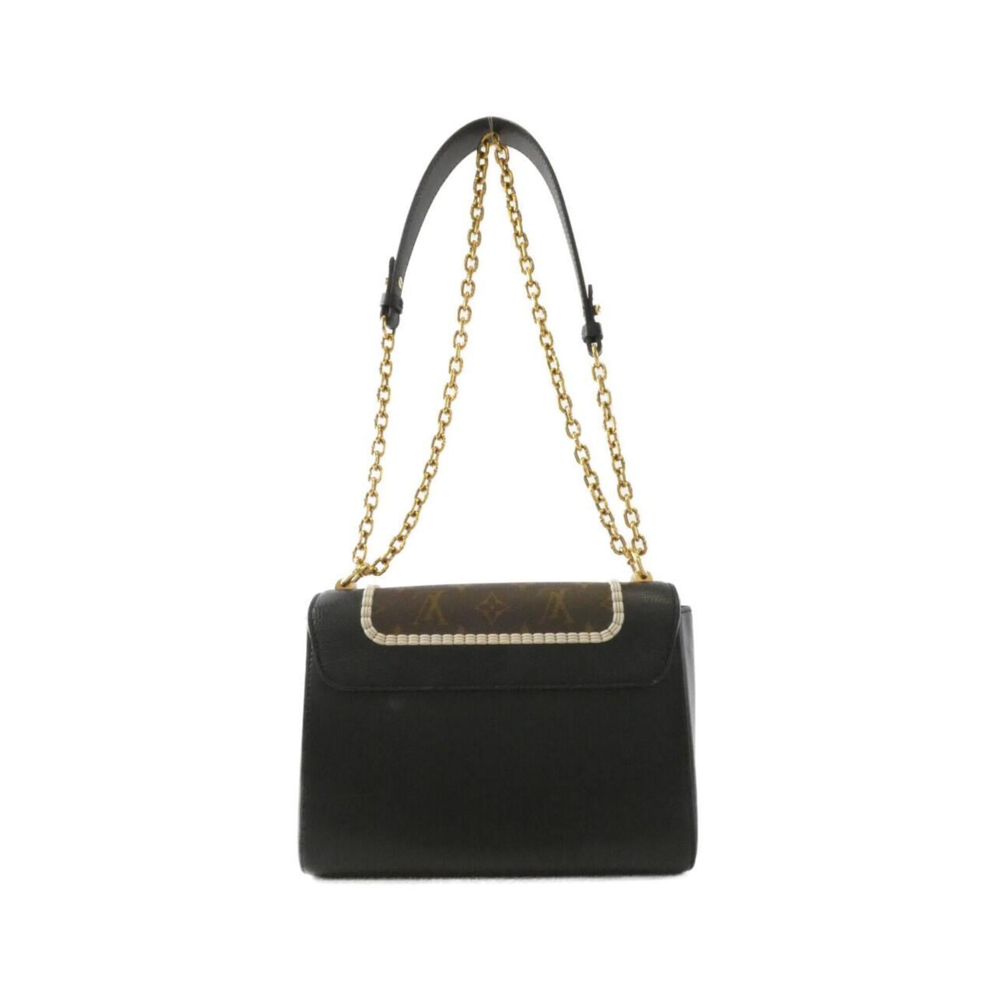 Louis Vuitton Black Marron Coated Canvas Leather Shoulder Bag (Pre-Owned)