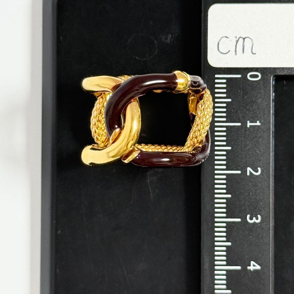 Bottega Veneta Gold Brown Silver 925 Band Ring (Pre-Owned)