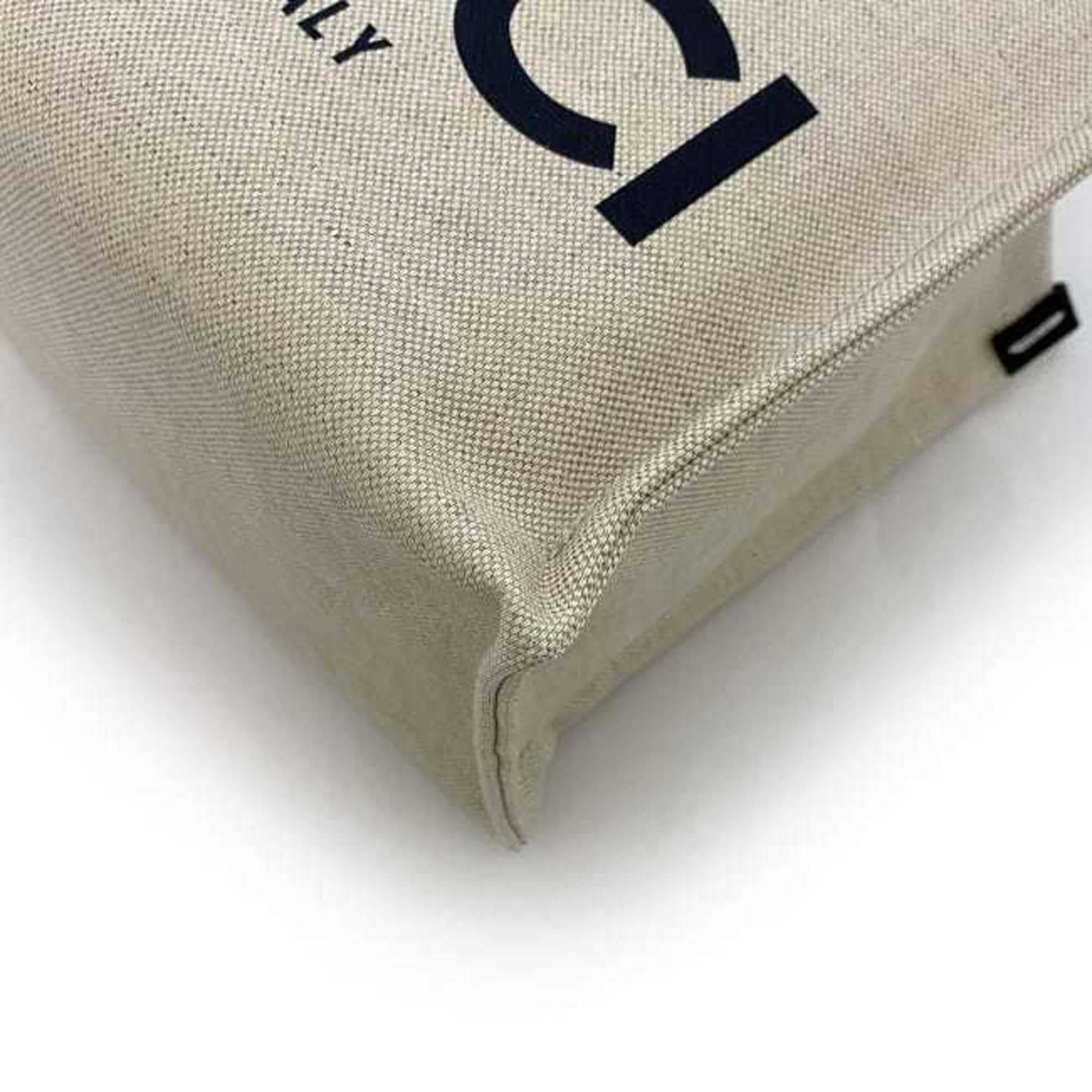 Gucci Beige Navy Canvas Leather Handbag Shoulder Bag Tote Bag (Pre-Owned)