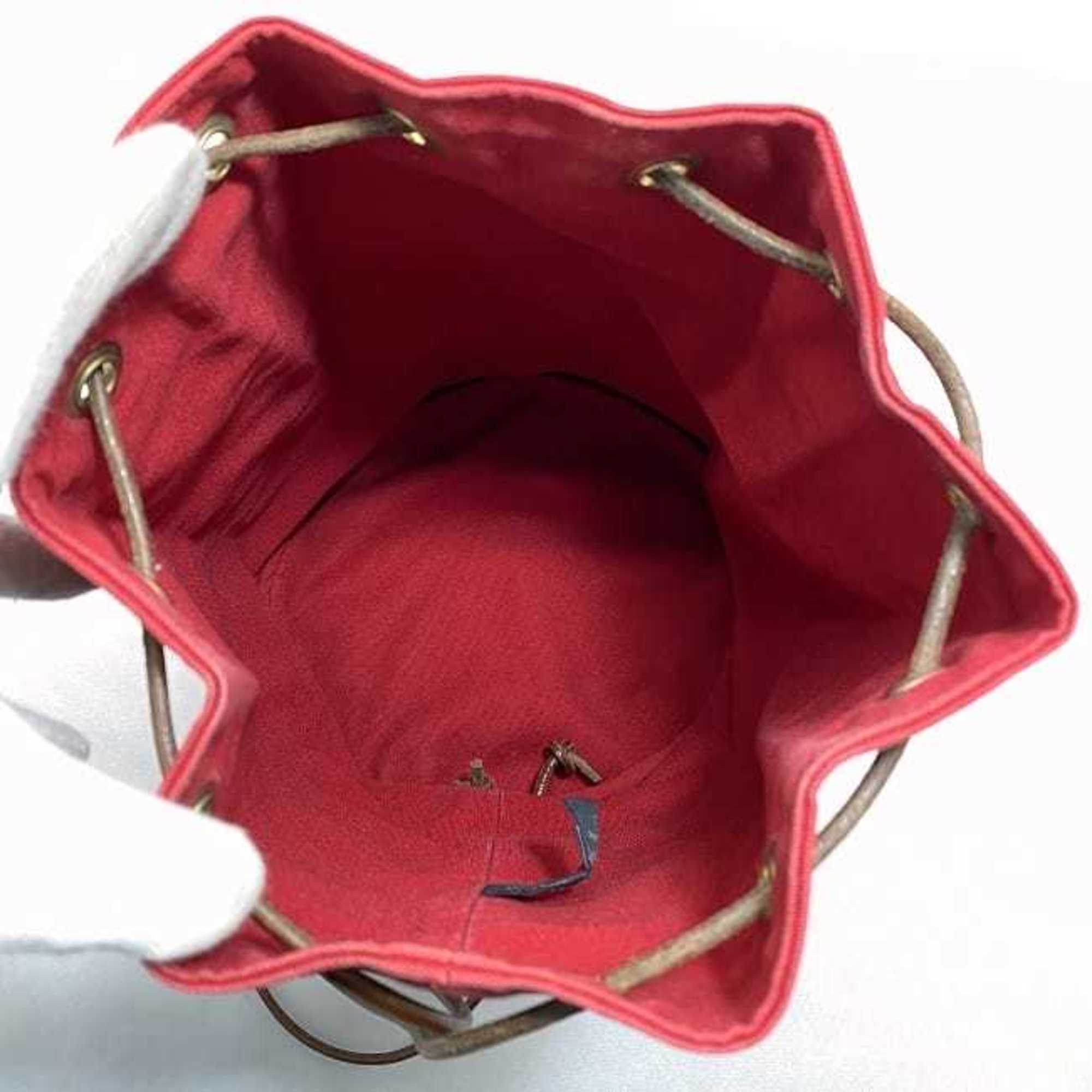 Hermes Red Color Cotton Canvas Leather Backpack (Pre-Owned)