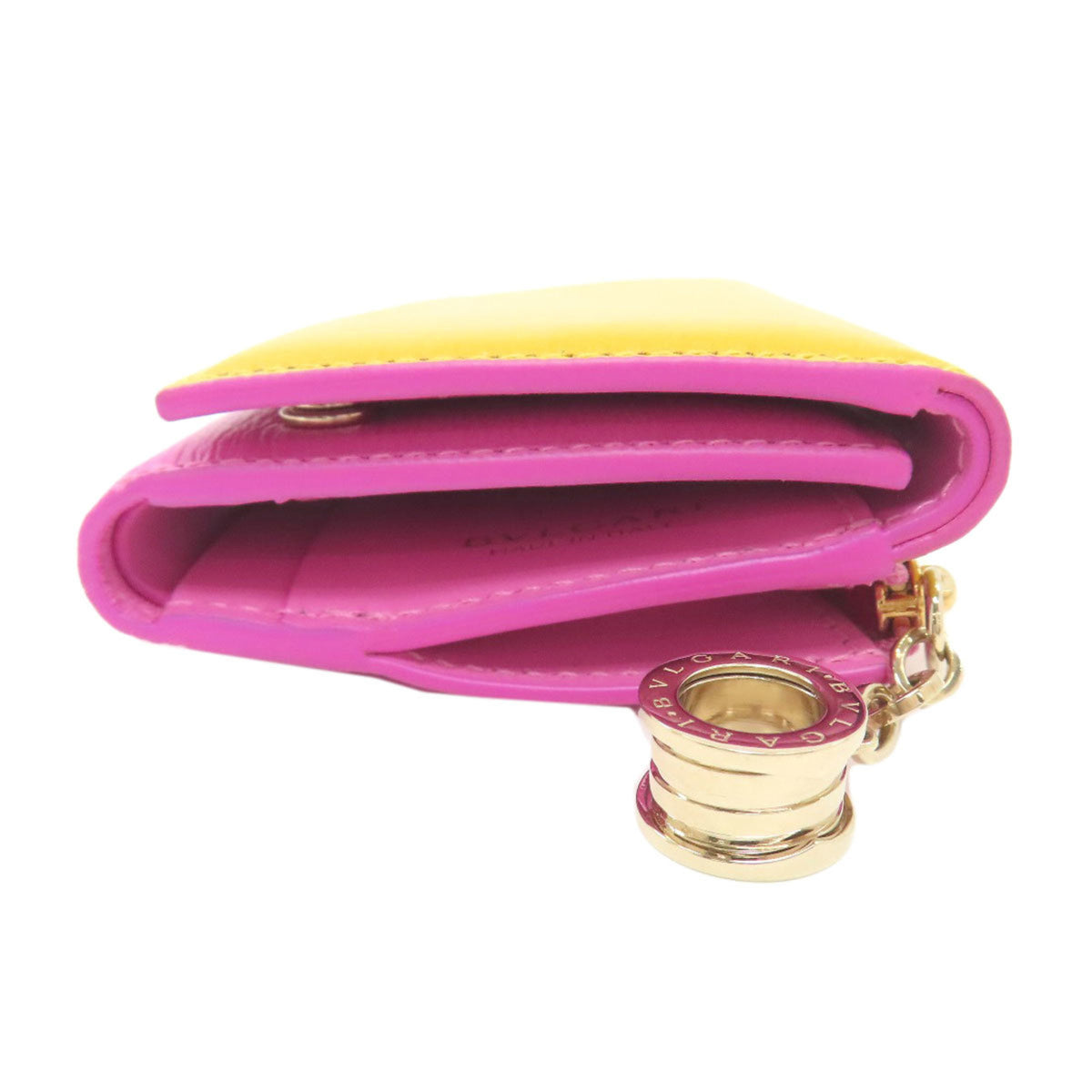 Bvlgari Pink Yellow Leather Wallet (Bi-Fold) (Pre-Owned)