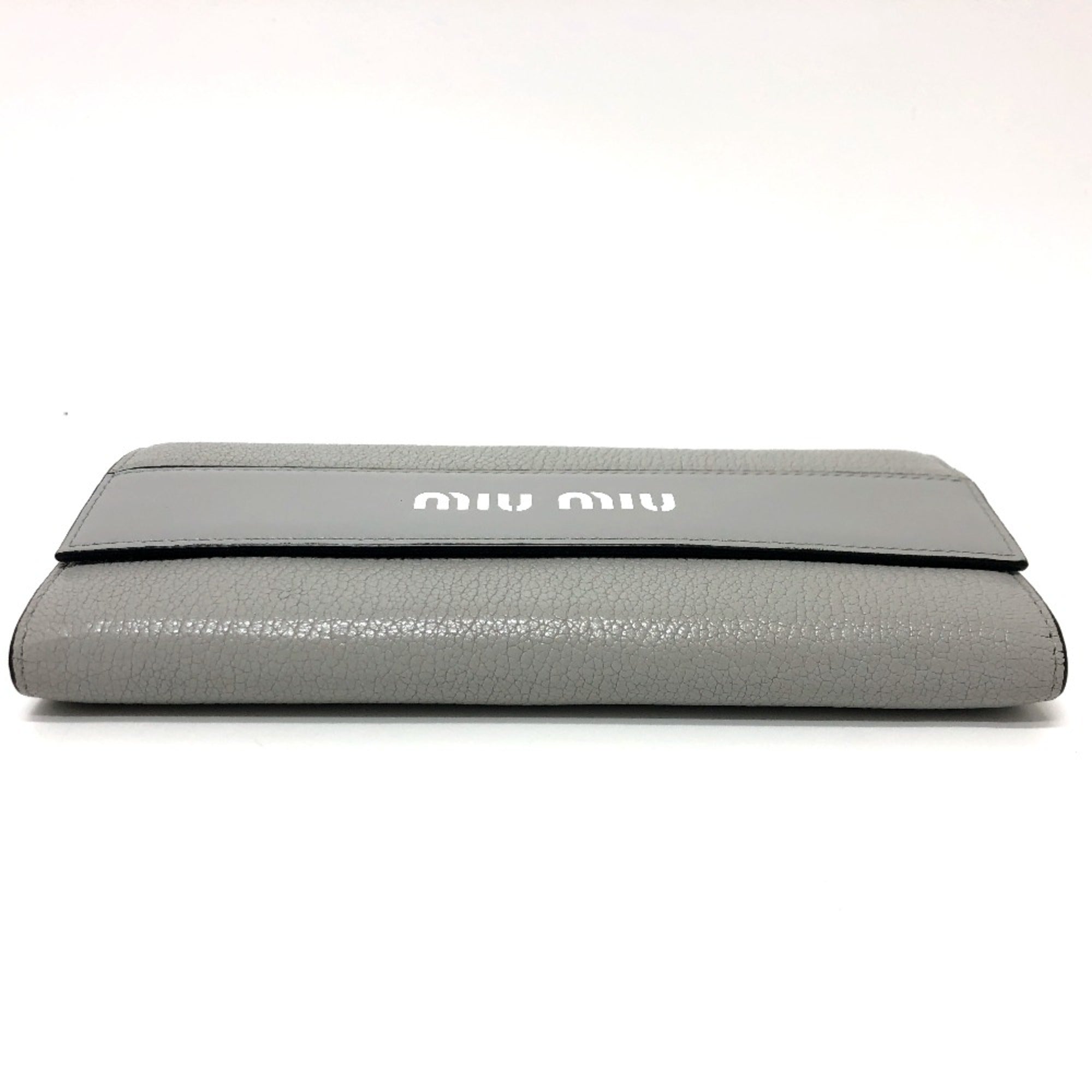Miu Miu Gray Leather Long Wallet (Bi-Fold) (Pre-Owned)