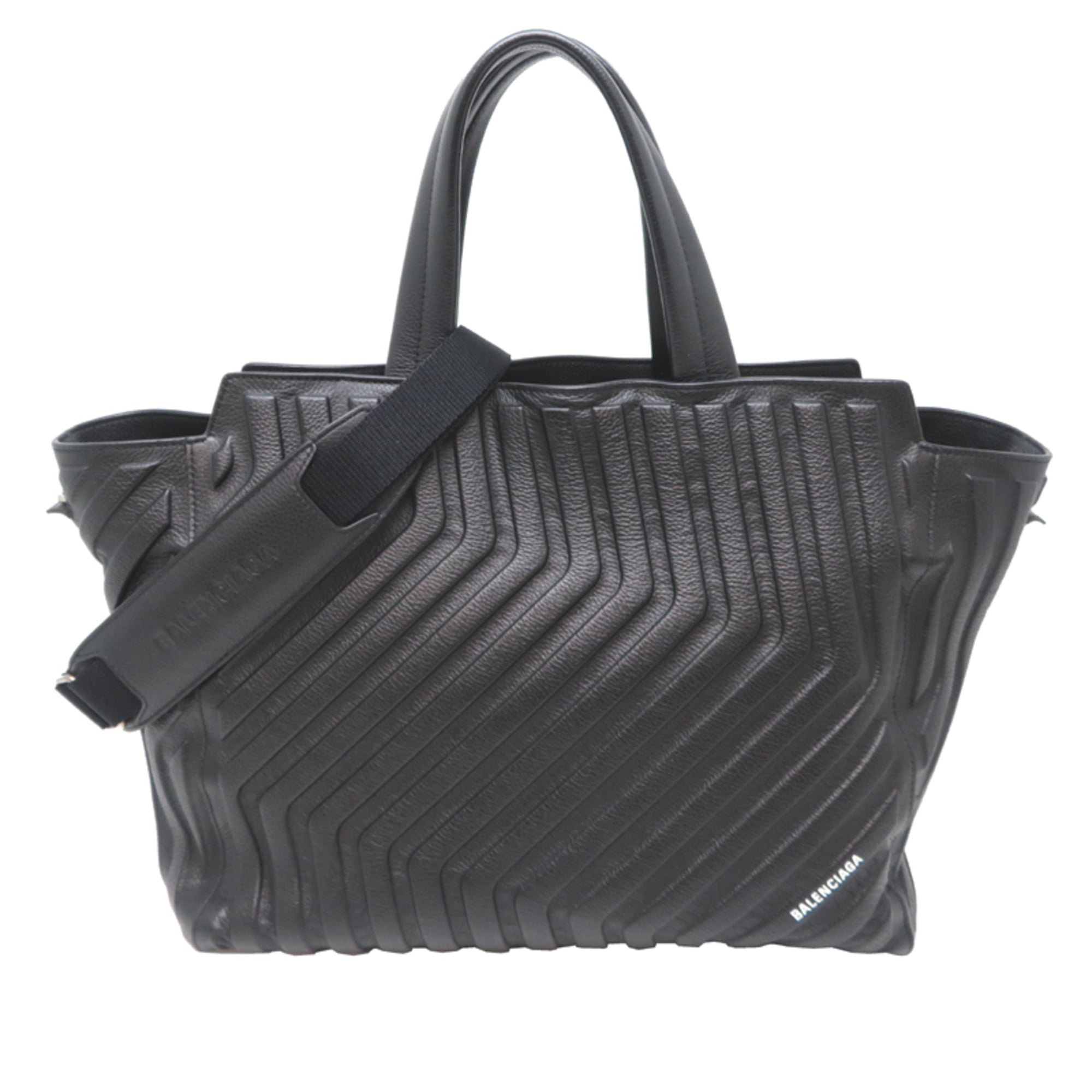 Balenciaga Black Leather Shoulder Bag Tote Bag (Pre-Owned)
