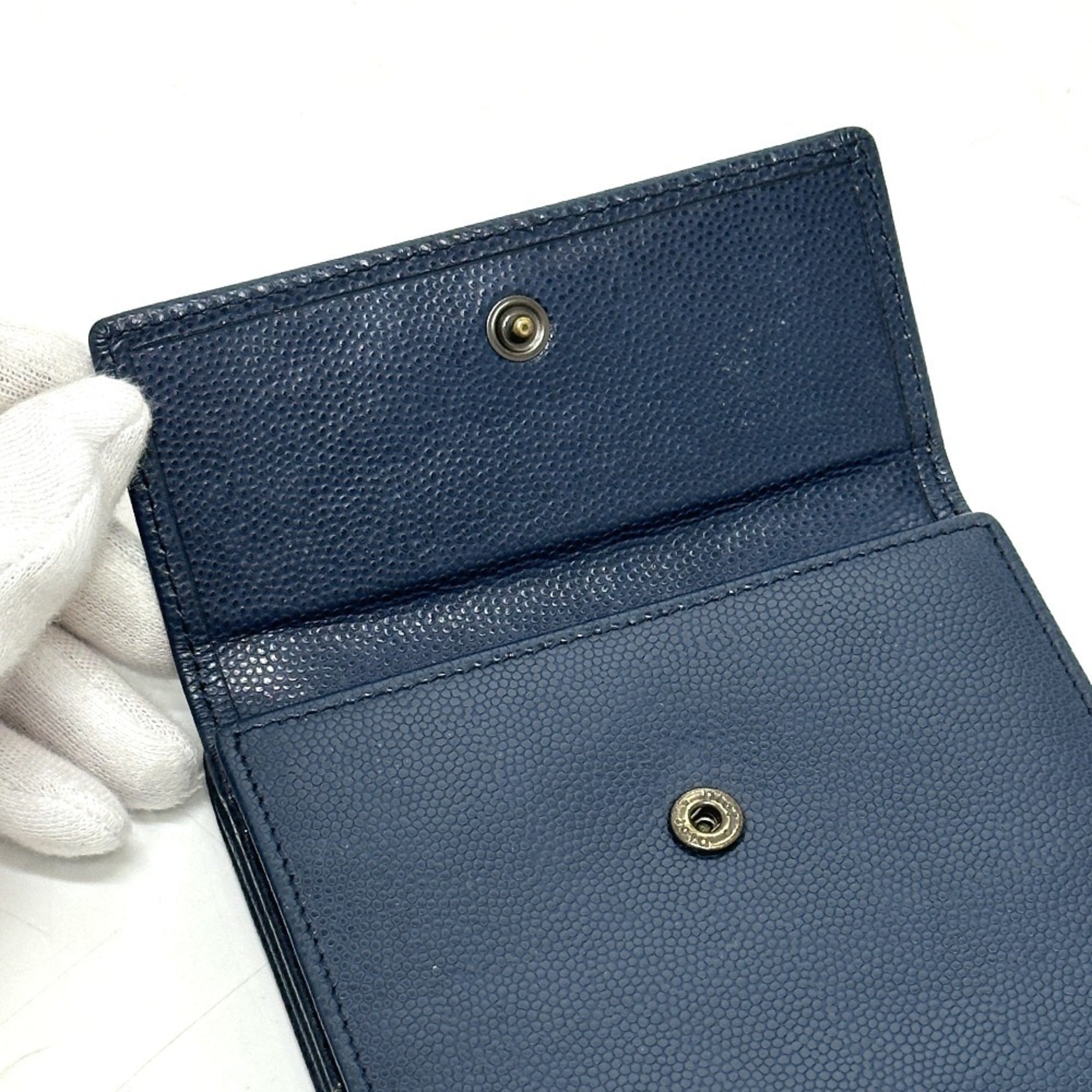 Christian Dior Navy Leather Wallet (Bi-Fold) (Pre-Owned)