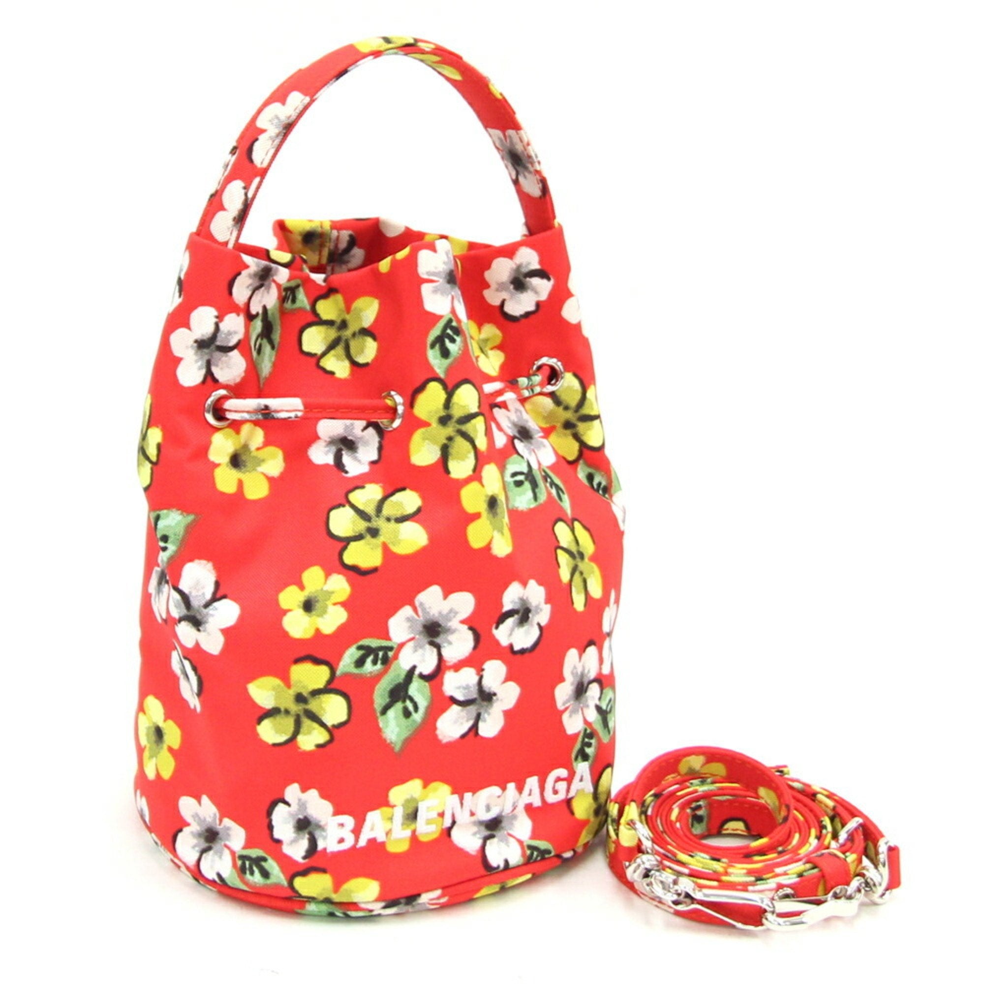 Balenciaga Multi-Color Red Color Nylon Handbag (Pre-Owned)
