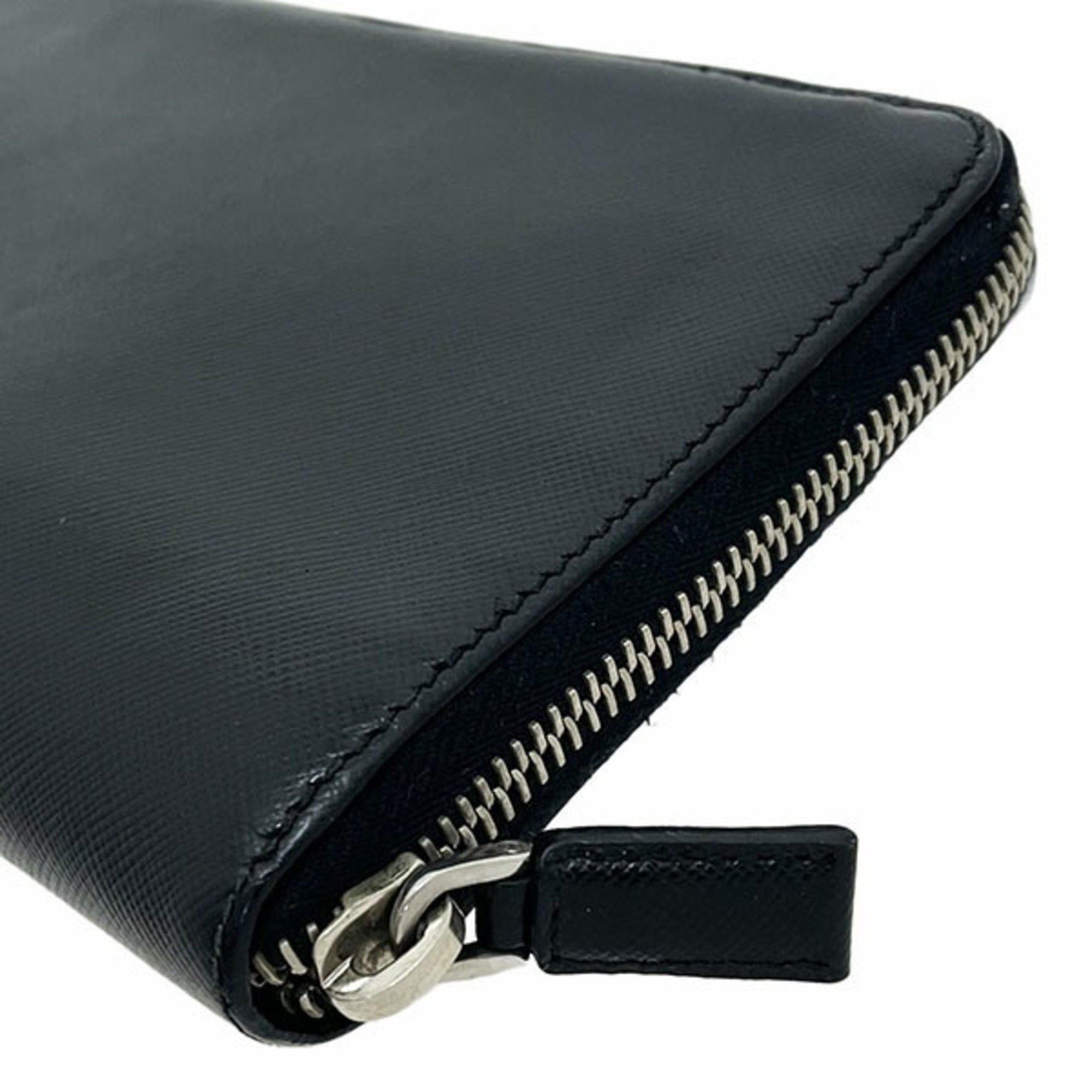 Prada Black Leather Long Wallet (Bi-Fold) (Pre-Owned)