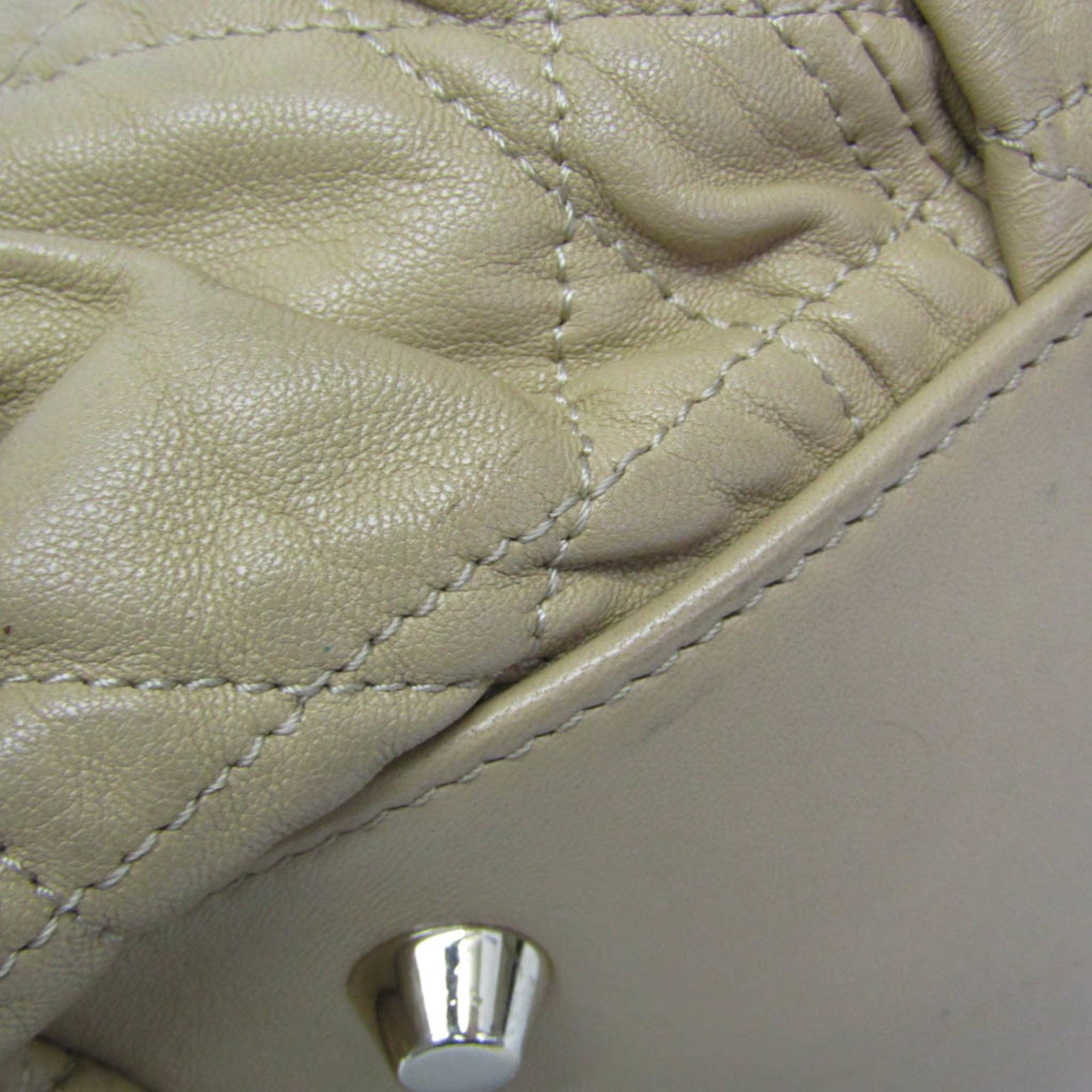 Christian Dior Lady Cannage Matelassé Beige Leather Handbag (Pre-Owned)