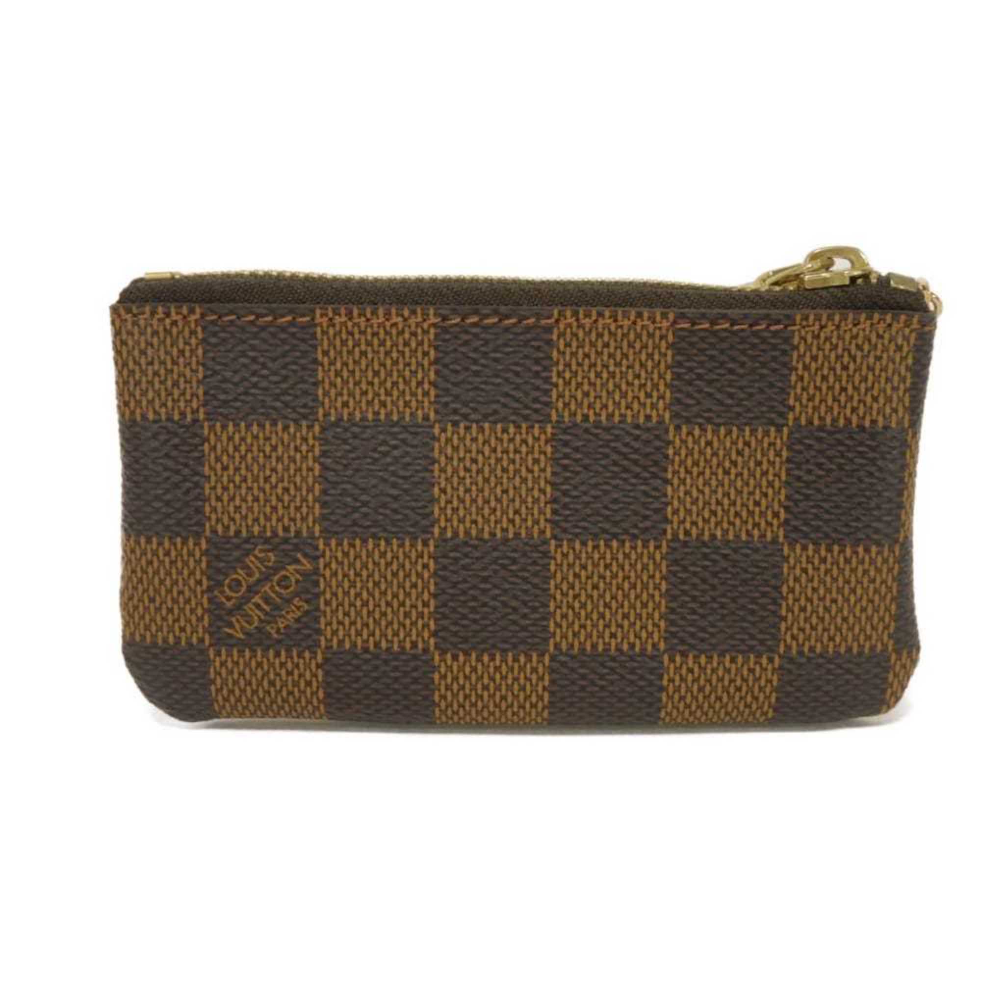 Louis Vuitton Brown Damier Canvas Ebene Damier Canvas Leather Coin Purse/Coin Case (Pre-Owned)
