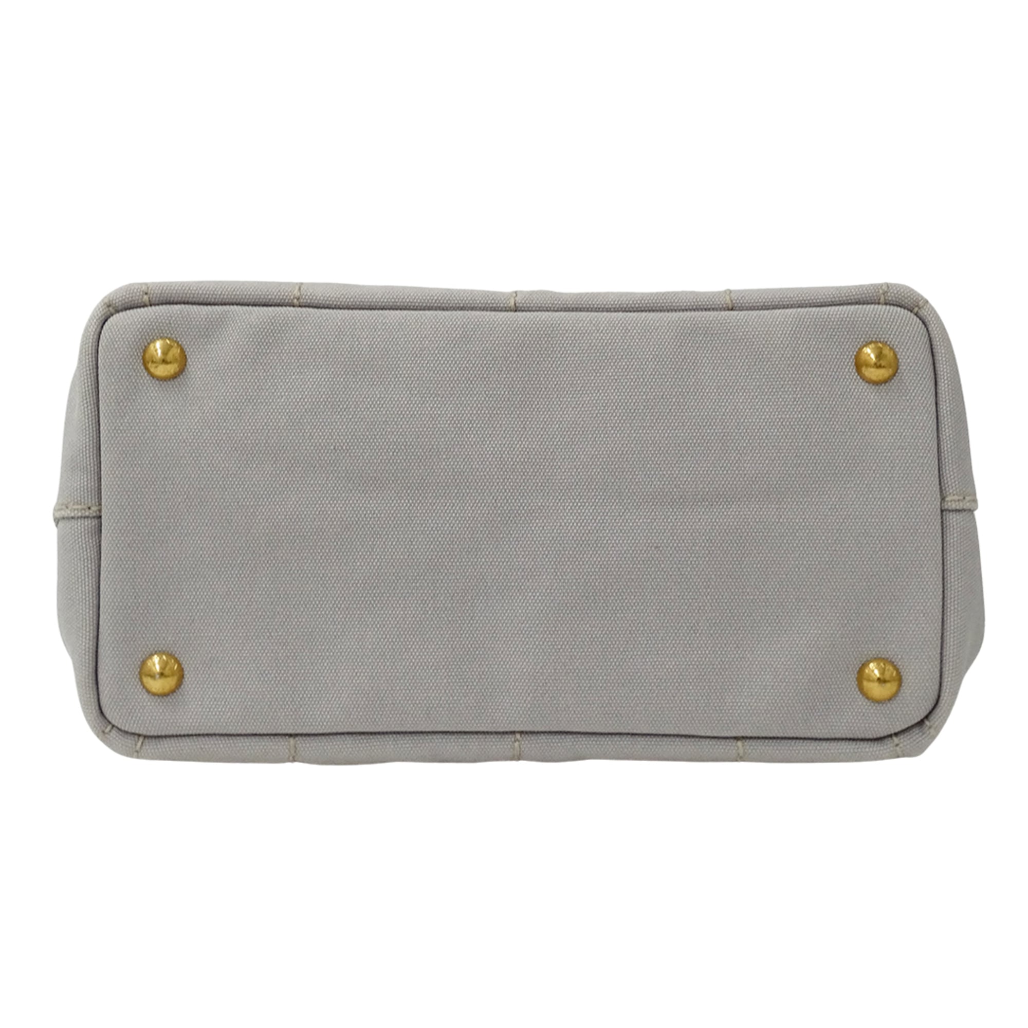 Prada Light Gray Canvas Handbag Shoulder Bag Tote Bag (Pre-Owned)