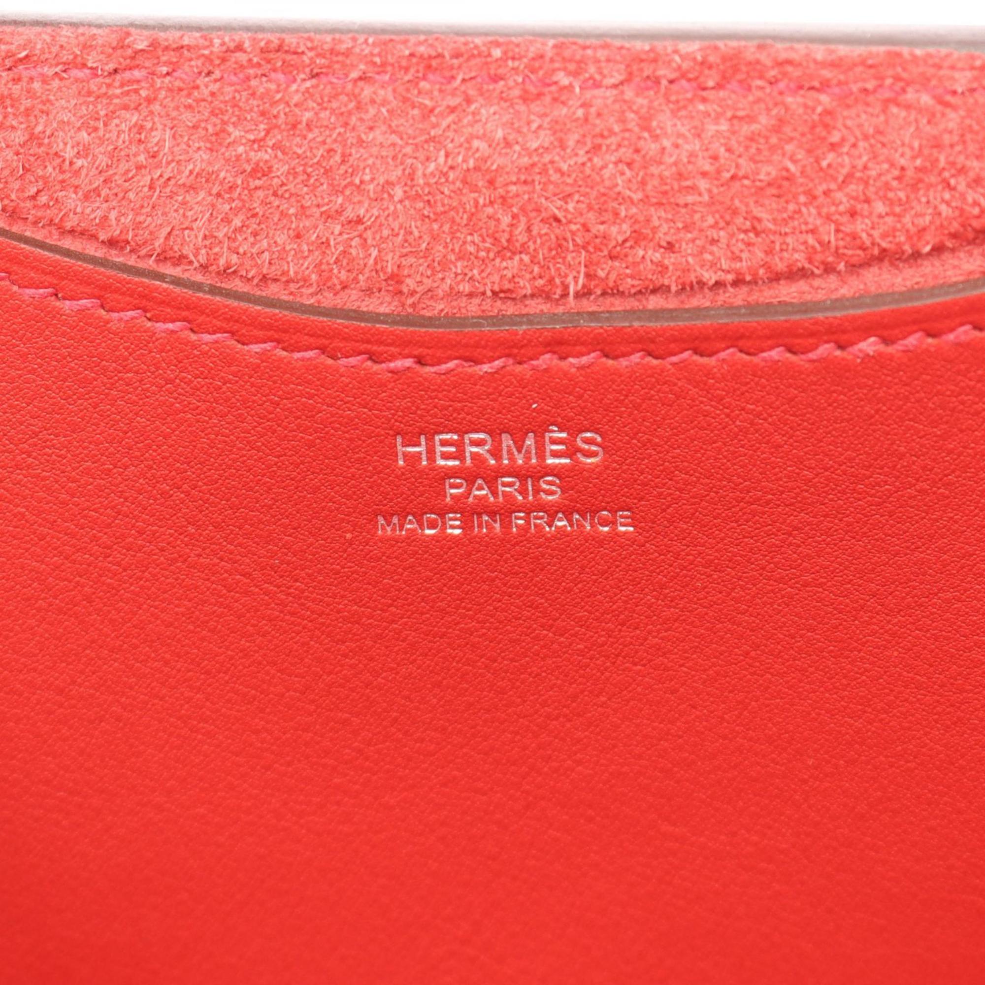 Hermes Red Color Rouge Casaque Taurillon Clemence Leather Leather Handbag (Pre-Owned)