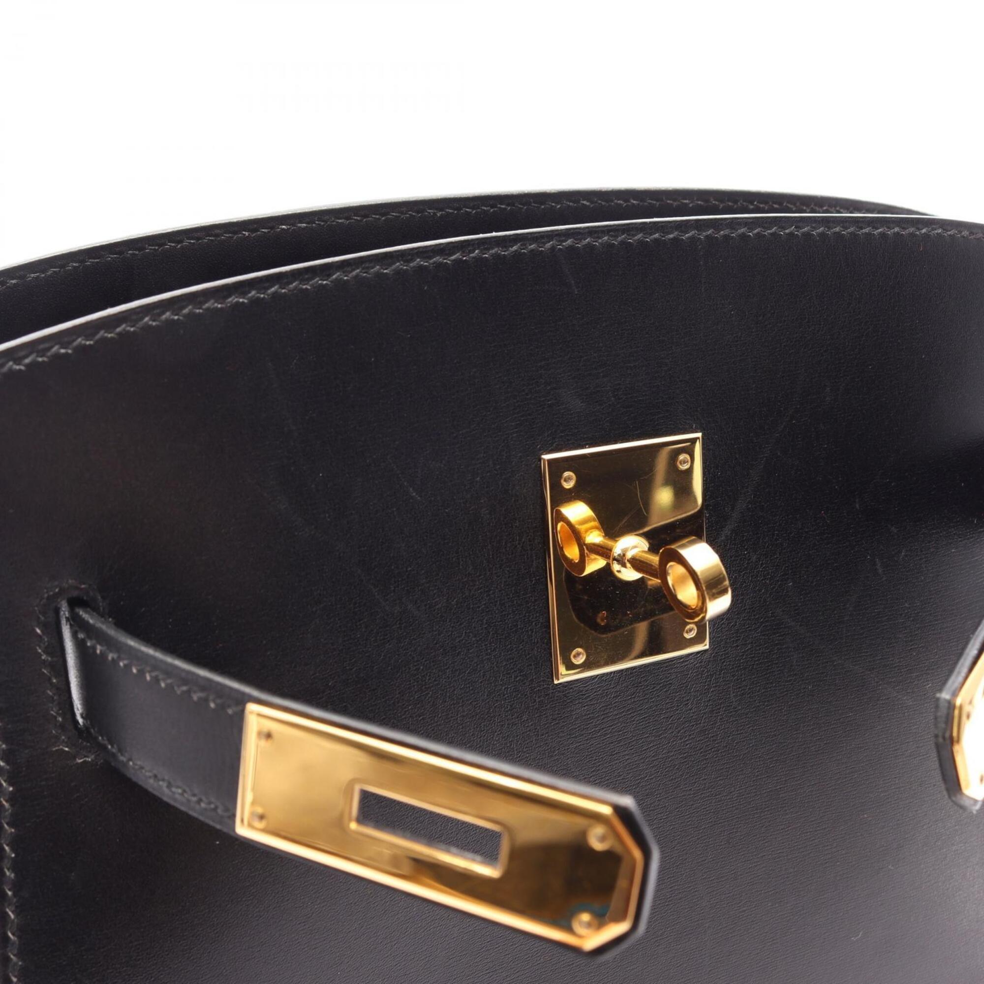 Hermes Black Box Calf Leather Leather Handbag Shoulder Bag (Pre-Owned)