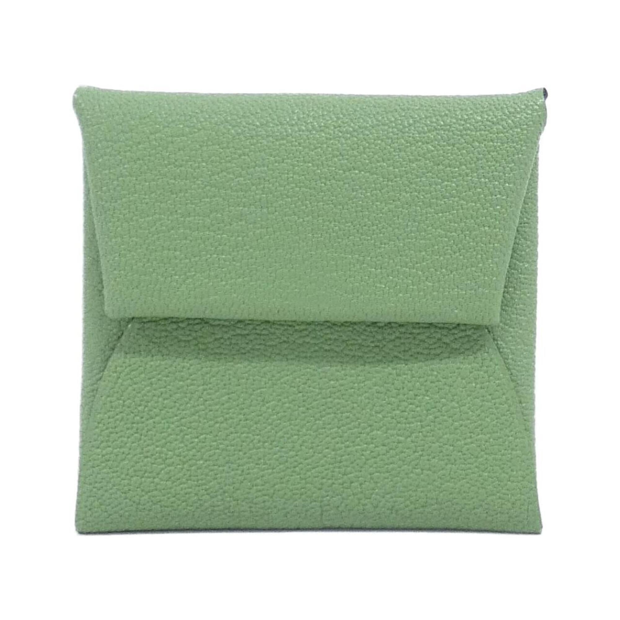 Hermes Bastia Camel Vert Chevre Leather Coin Purse/Coin Case (Pre-Owned)