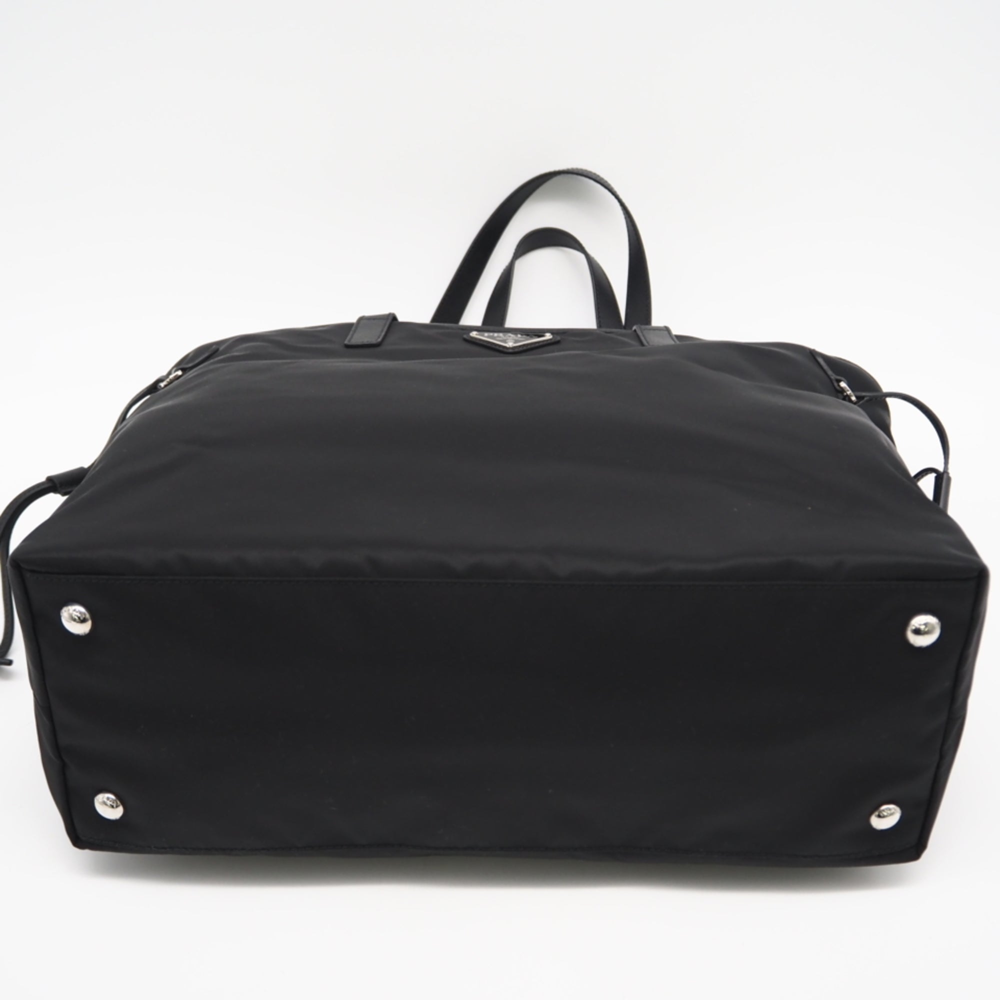 Prada Black Nylon Leather Tote Bag (Pre-Owned)