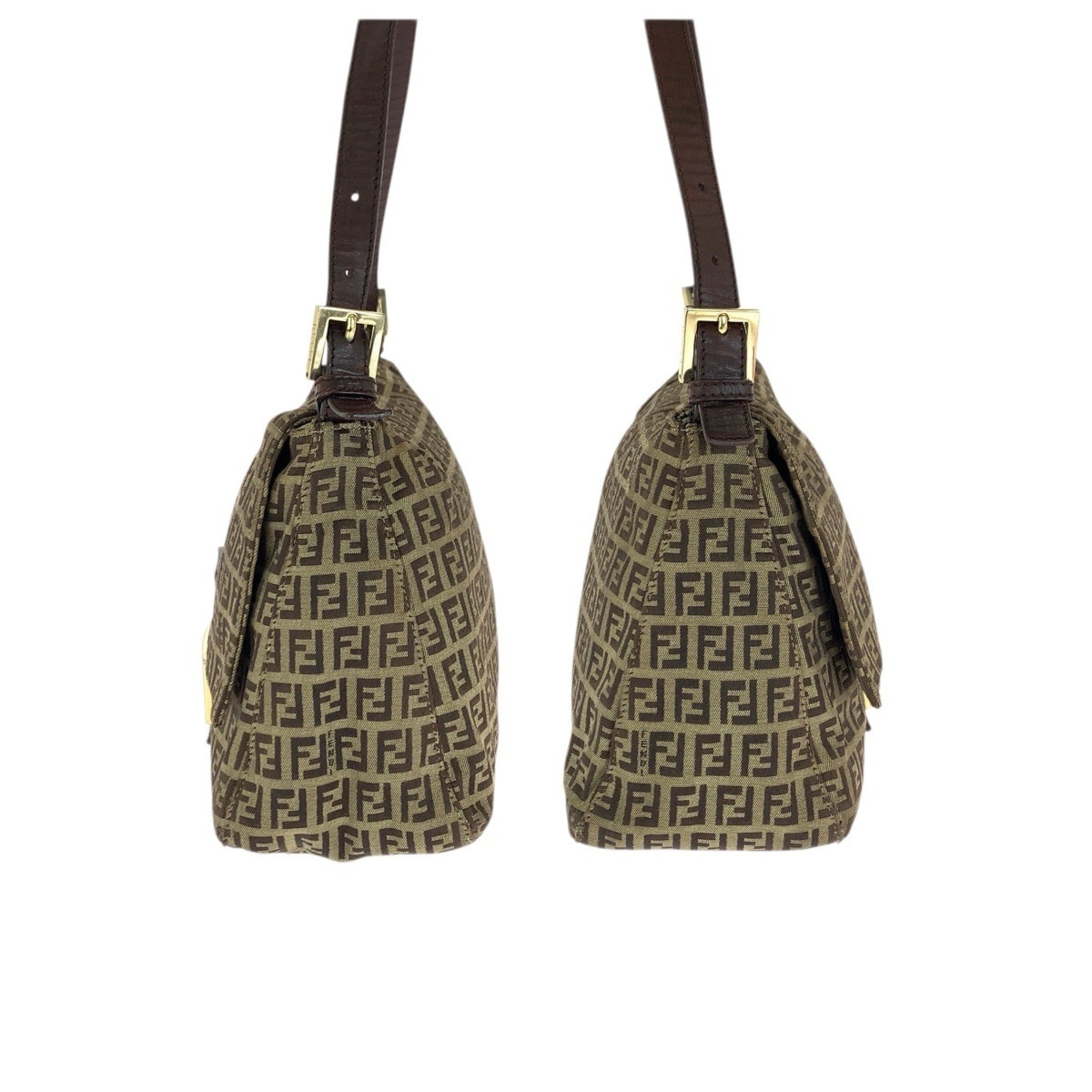Fendi Brown Canvas Leather Handbag Shoulder Bag (Pre-Owned)