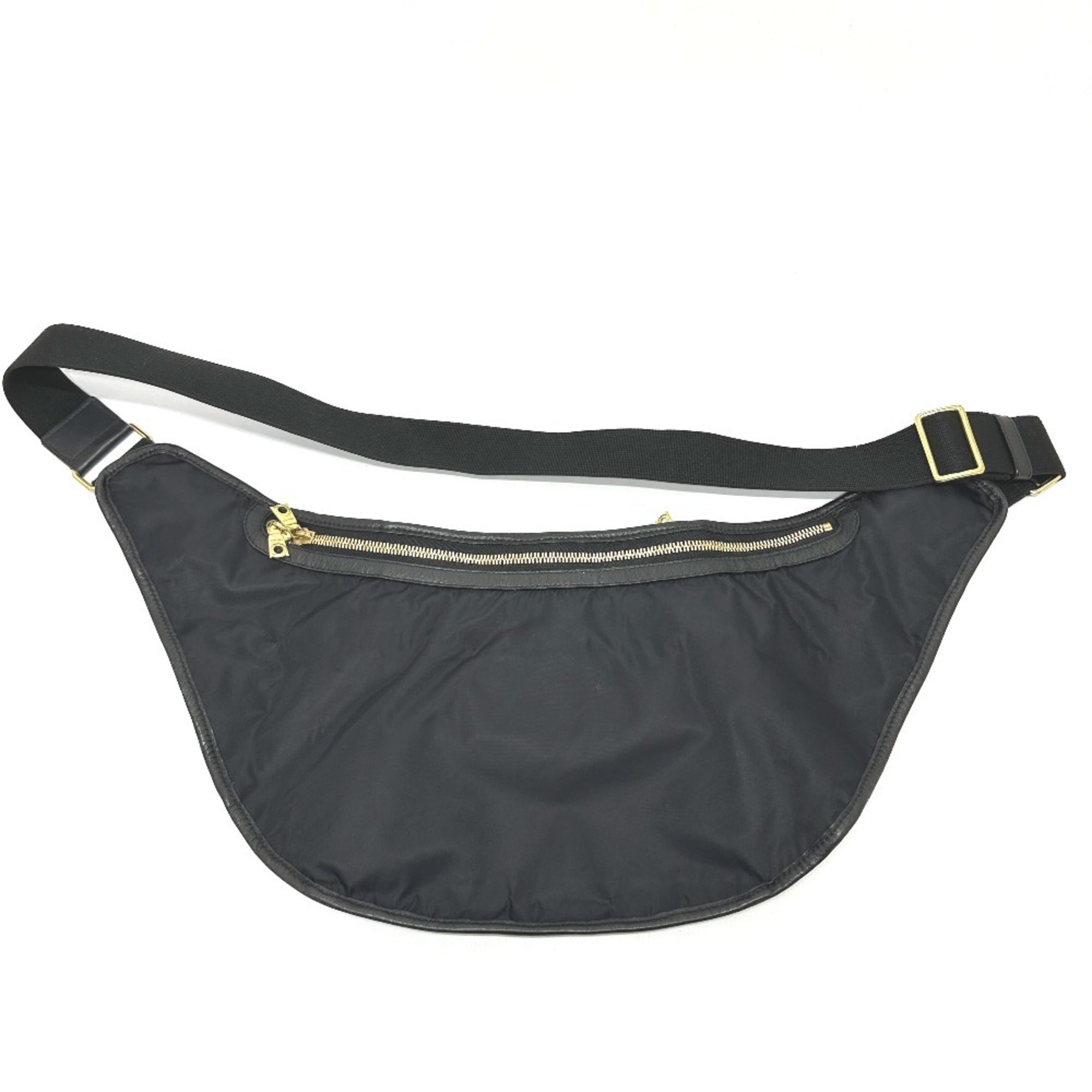 Hunting World Black Leather Nylon Fanny Pack Sling Bag (Pre-Owned)
