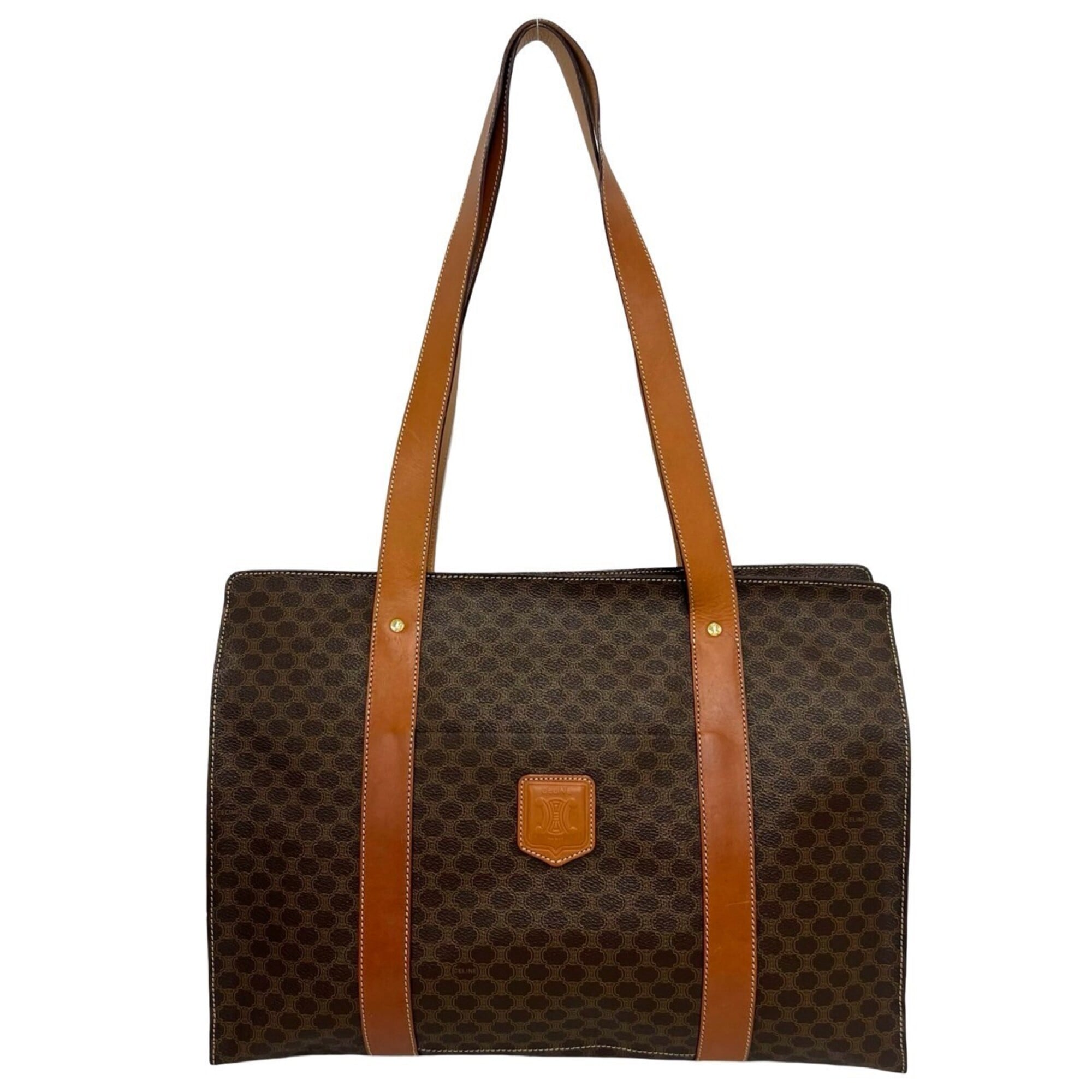 Celine Brown Leather Pvc Handbag Tote Bag (Pre-Owned)