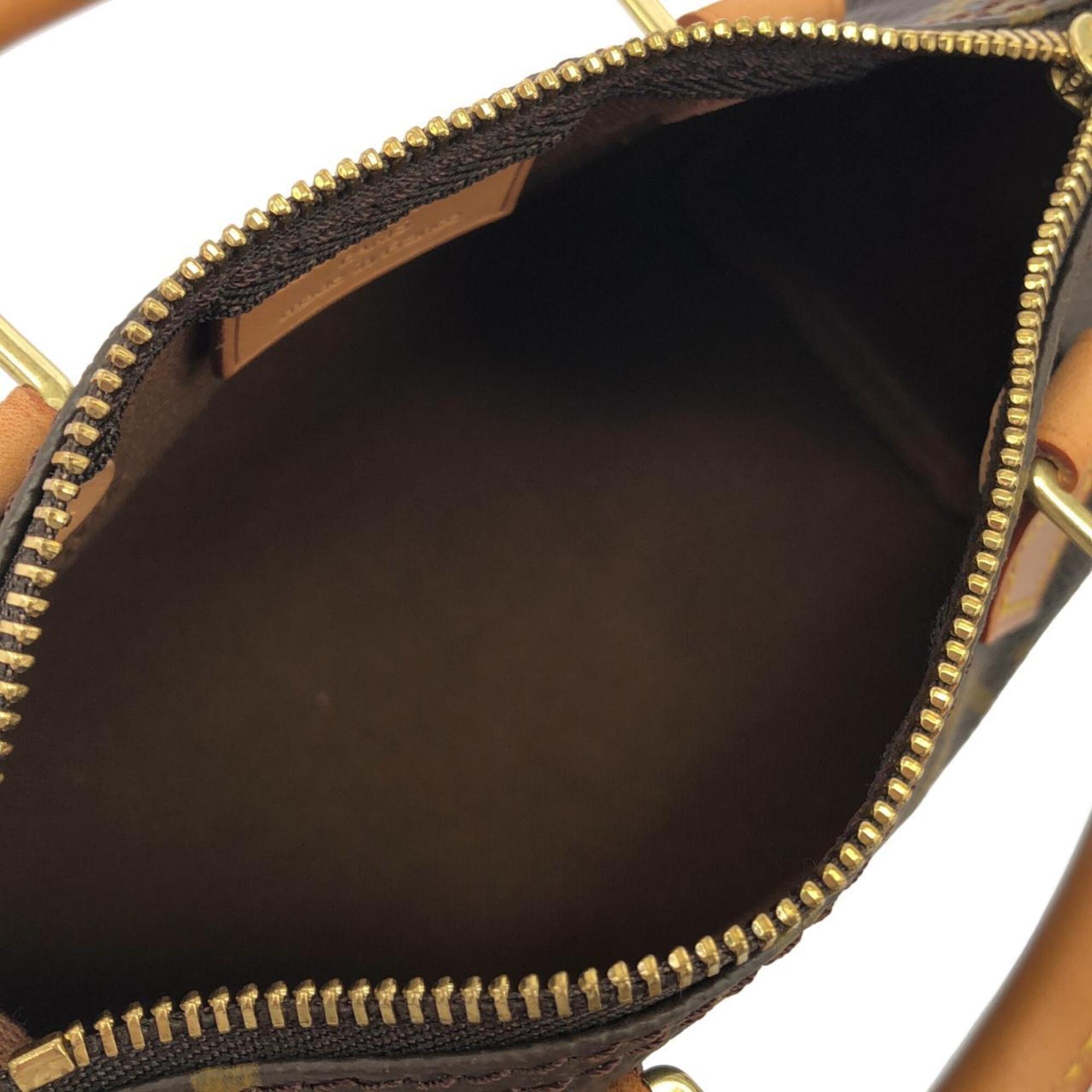Louis Vuitton Monogram Mini Marron Coated Canvas Boston Bag Handbag (Pre-Owned)