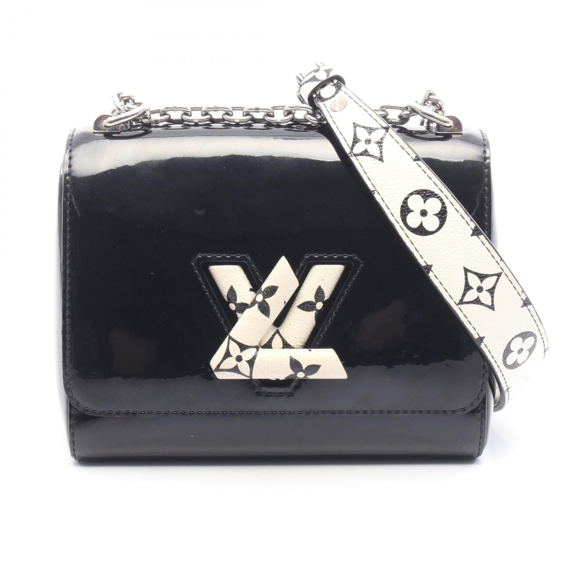 Louis Vuitton Black Noir White Patent Leather Leather Handbag Shoulder Bag (Pre-Owned)