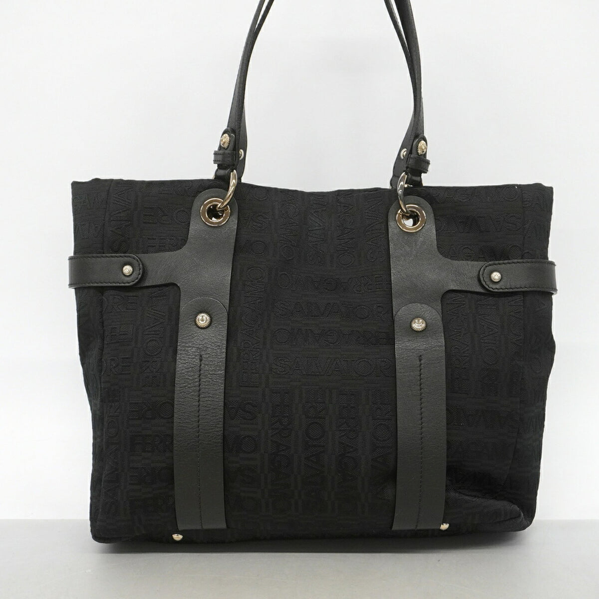 Salvatore Ferragamo Black Canvas Tote Bag (Pre-Owned)
