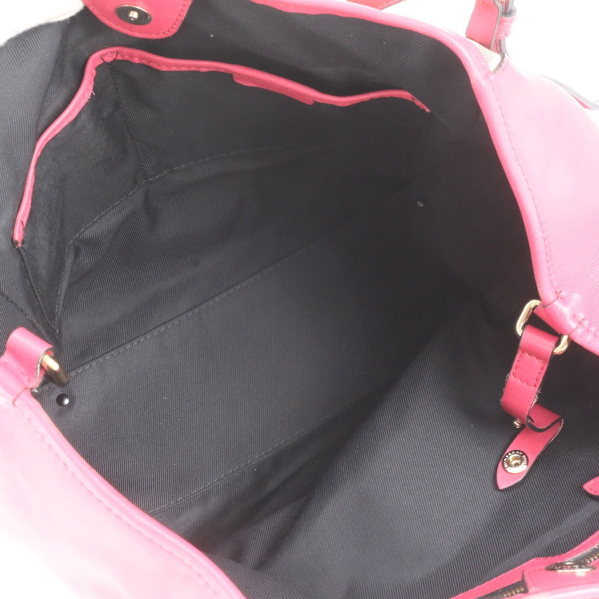 Burberry Beige Pink Leather Canvas Shoulder Bag Tote Bag (Pre-Owned)