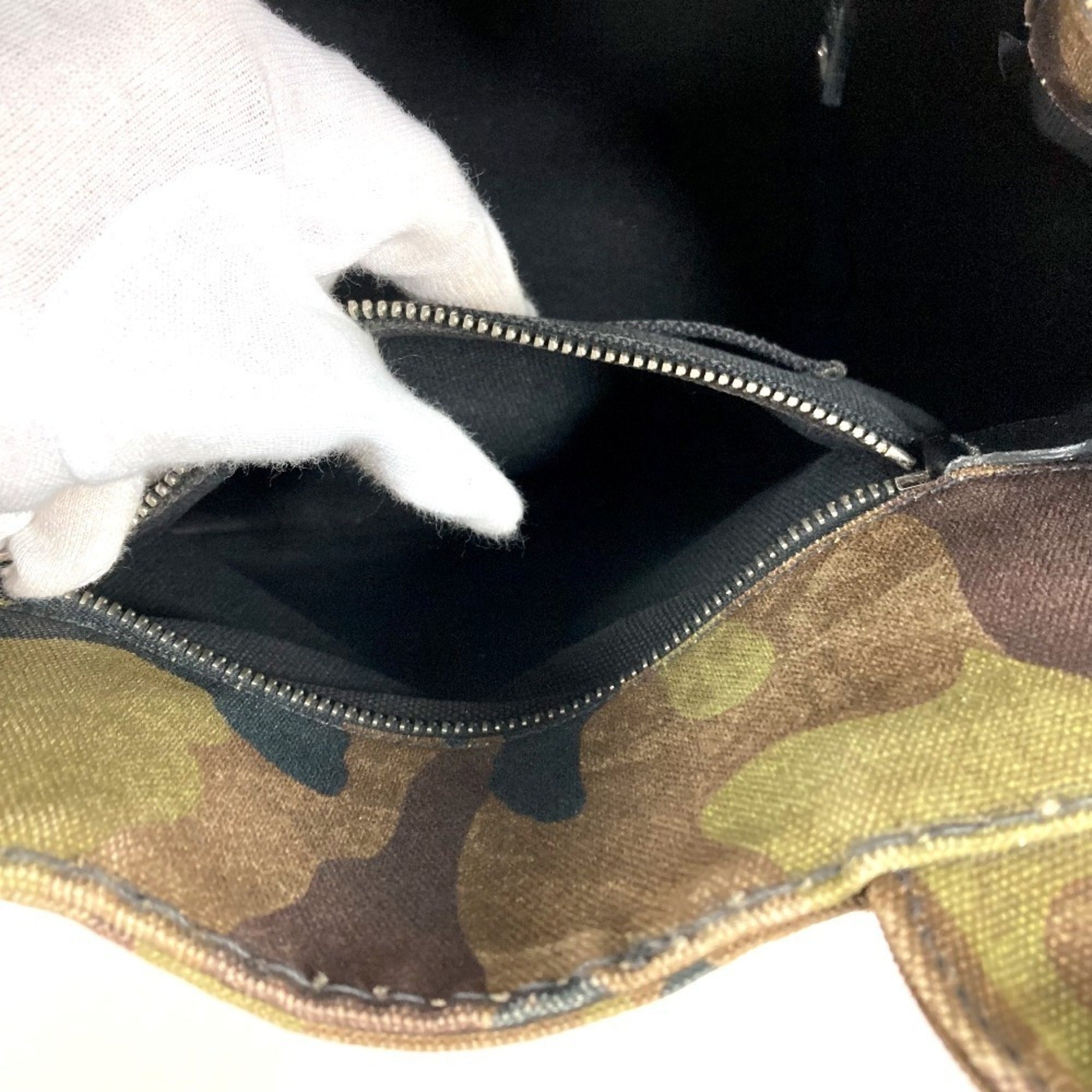 Prada Green Canvas Handbag Tote Bag (Pre-Owned)
