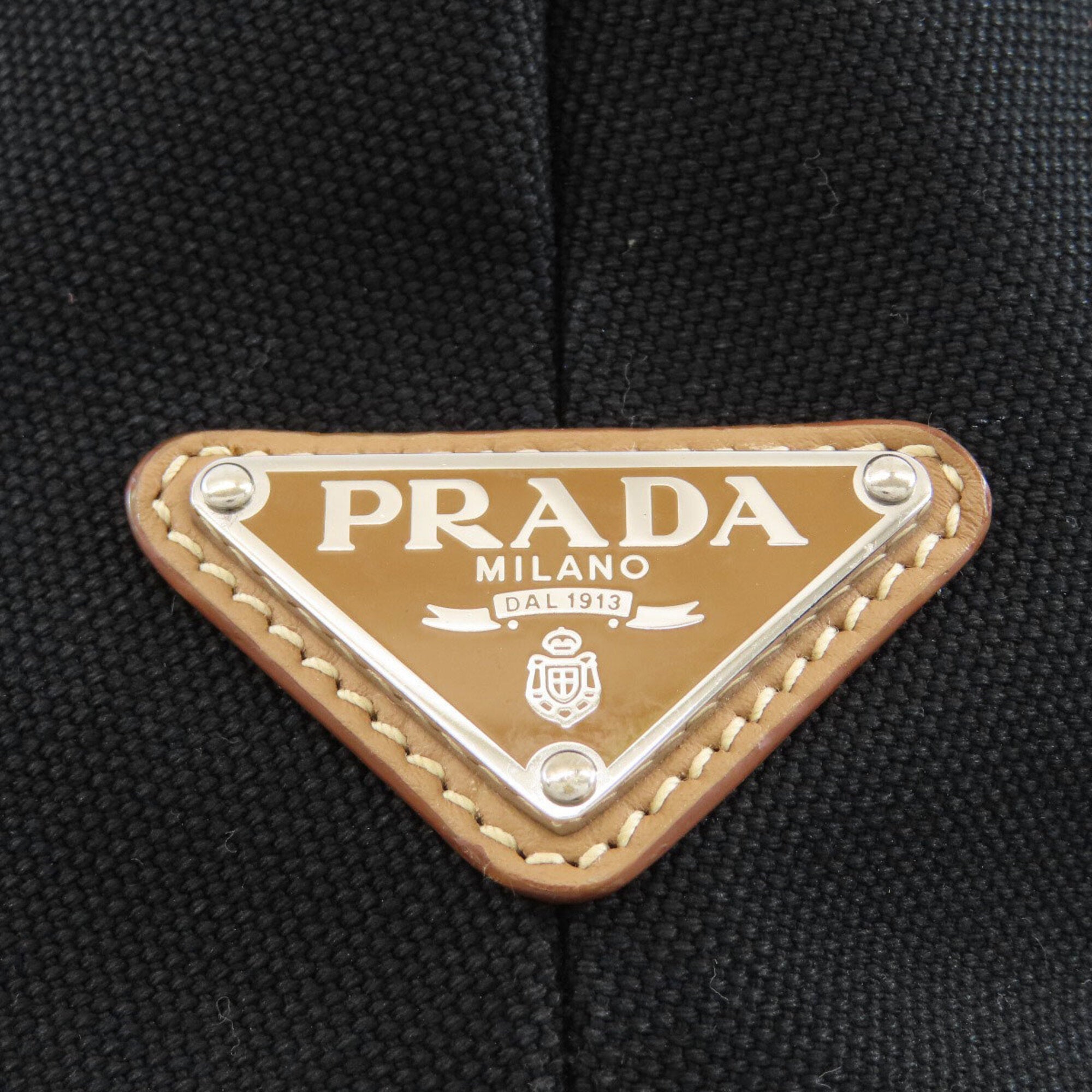 Prada Canapa Black Canvas Handbag (Pre-Owned)