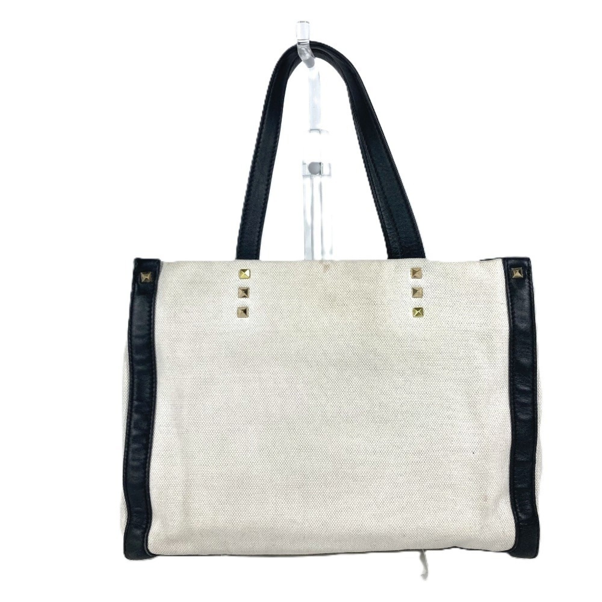 Valentino Black White Canvas Shoulder Bag Tote Bag (Pre-Owned)