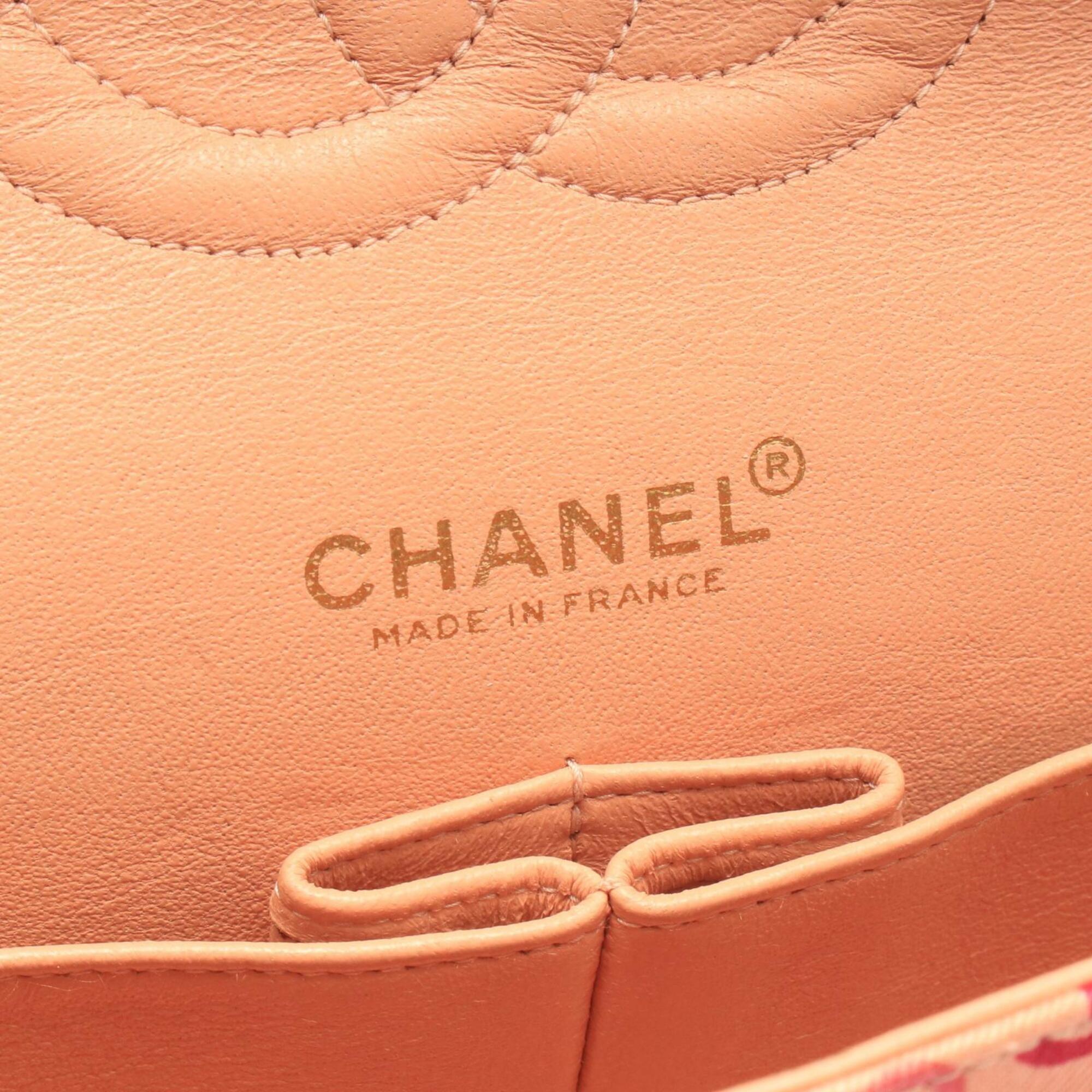 Chanel Multi-Color Pink Canvas Leather Handbag Shoulder Bag (Pre-Owned)
