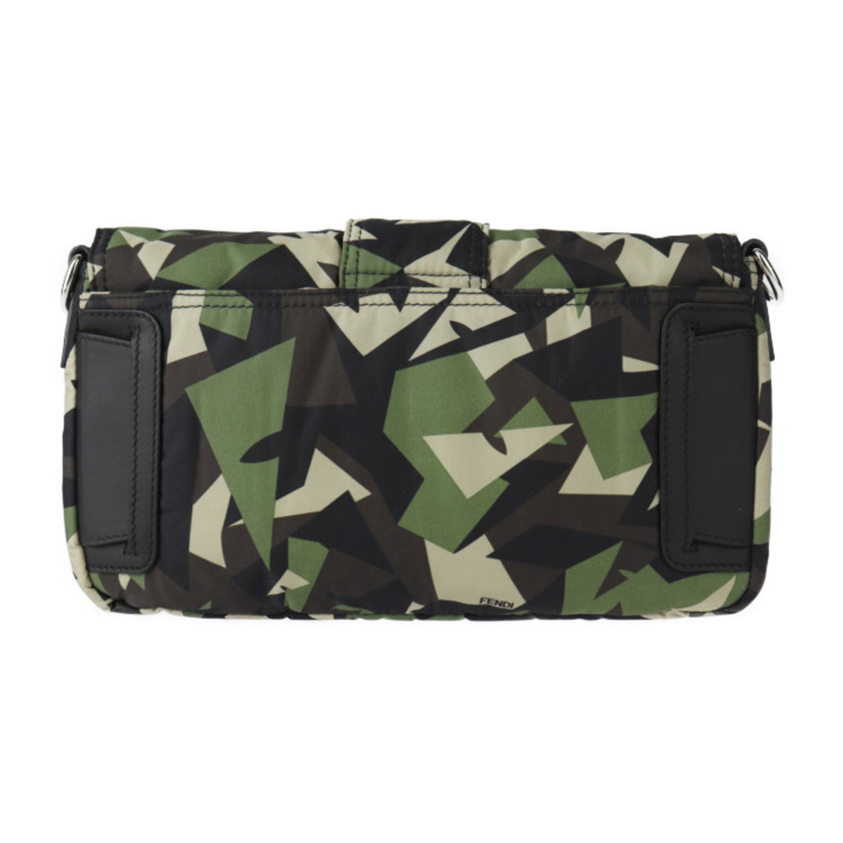 Fendi Beige Black Camouflage Green Nylon Leather Clutch Bag Fanny Pack Pouch Shoulder Bag (Pre-Owned)