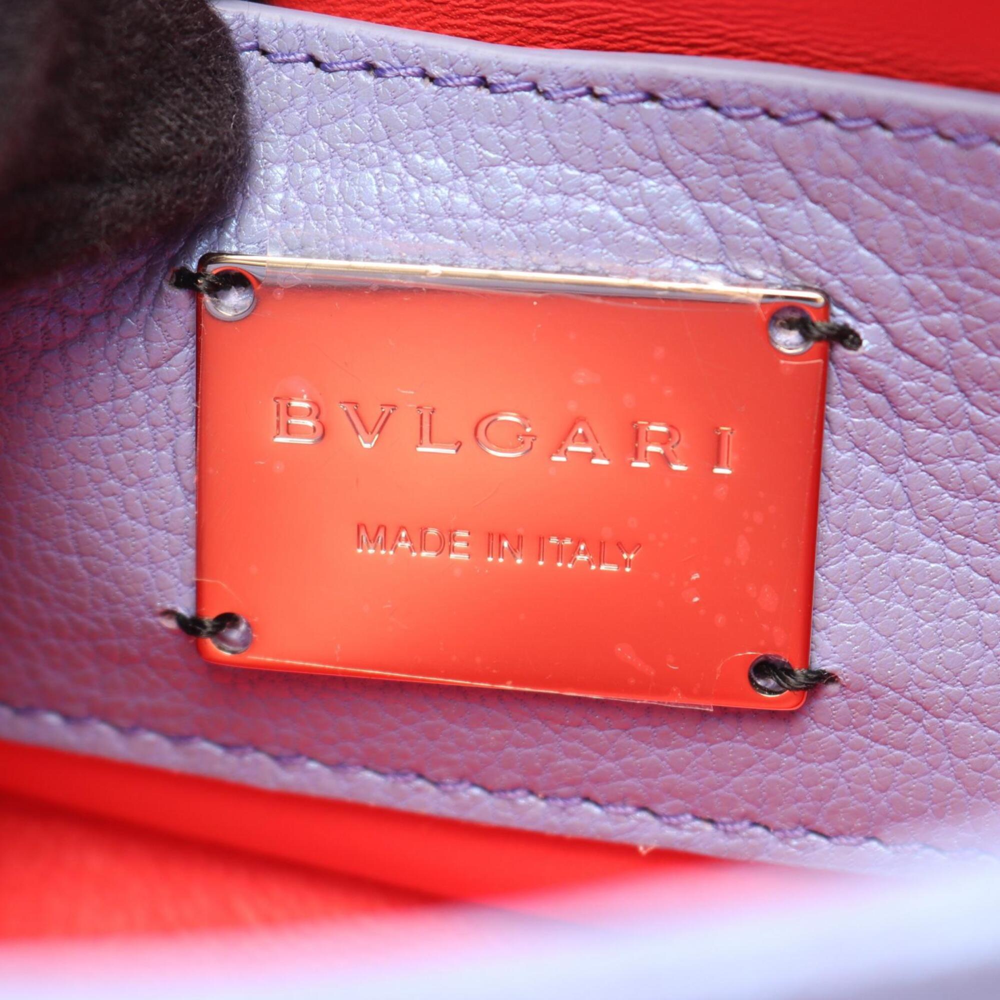 Bvlgari Purple Leather Handbag Shoulder Bag (Pre-Owned)