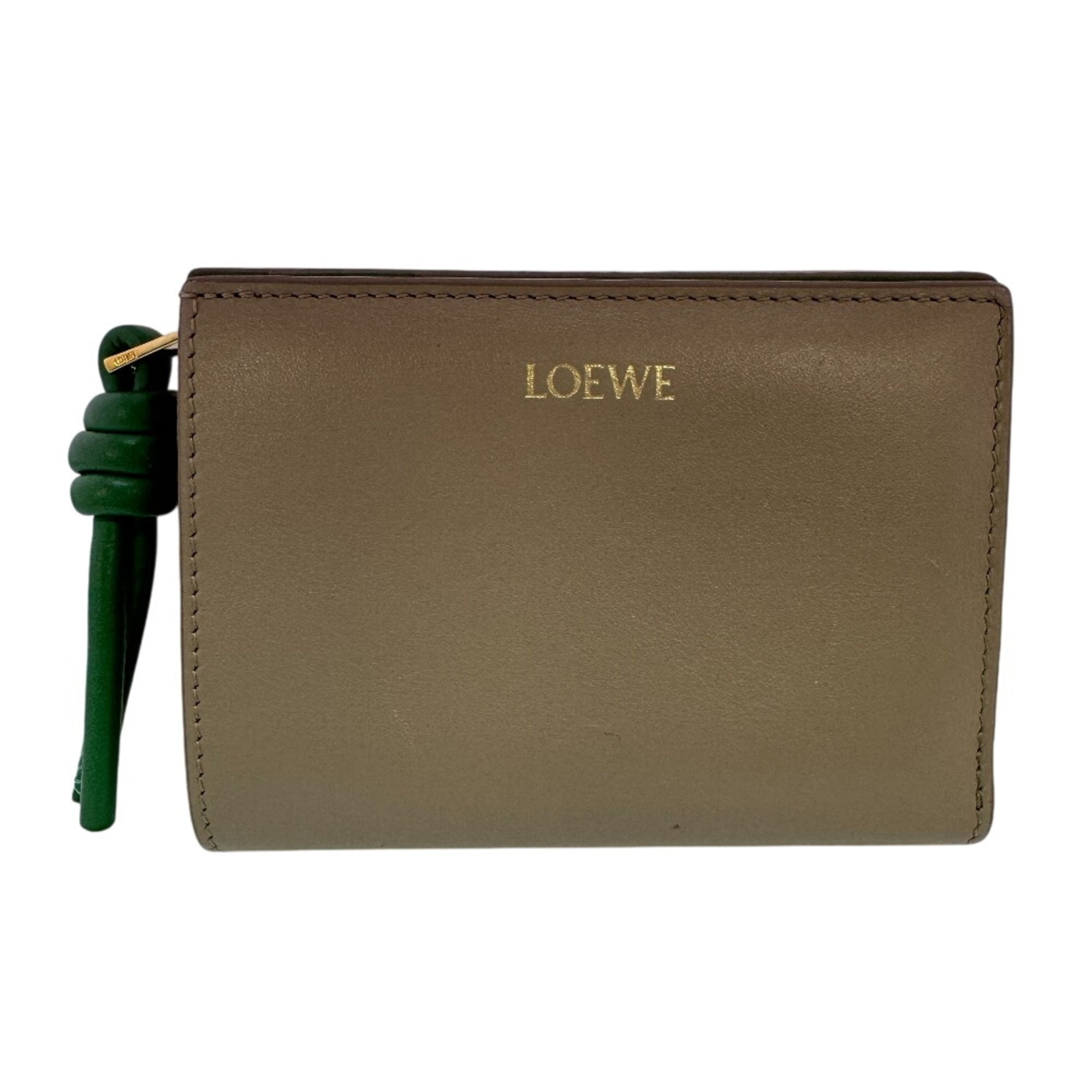 Loewe Beige Green Leather Wallet (Bi-Fold) (Pre-Owned)