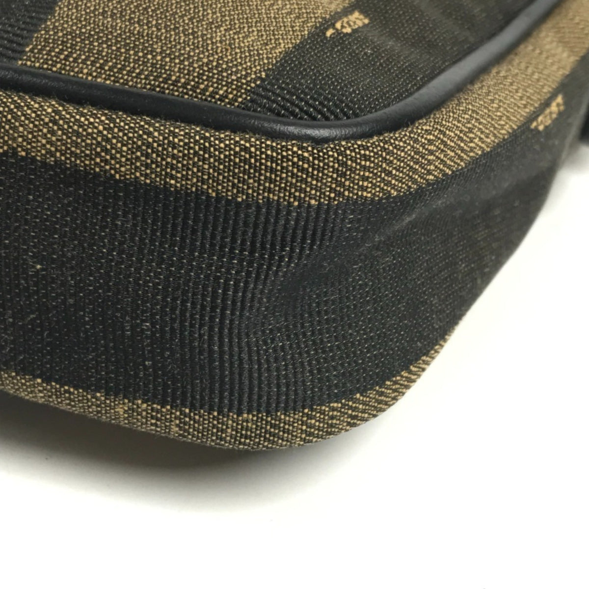 Fendi Black Khaki Leather Canvas Pochette Shoulder Bag (Pre-Owned)