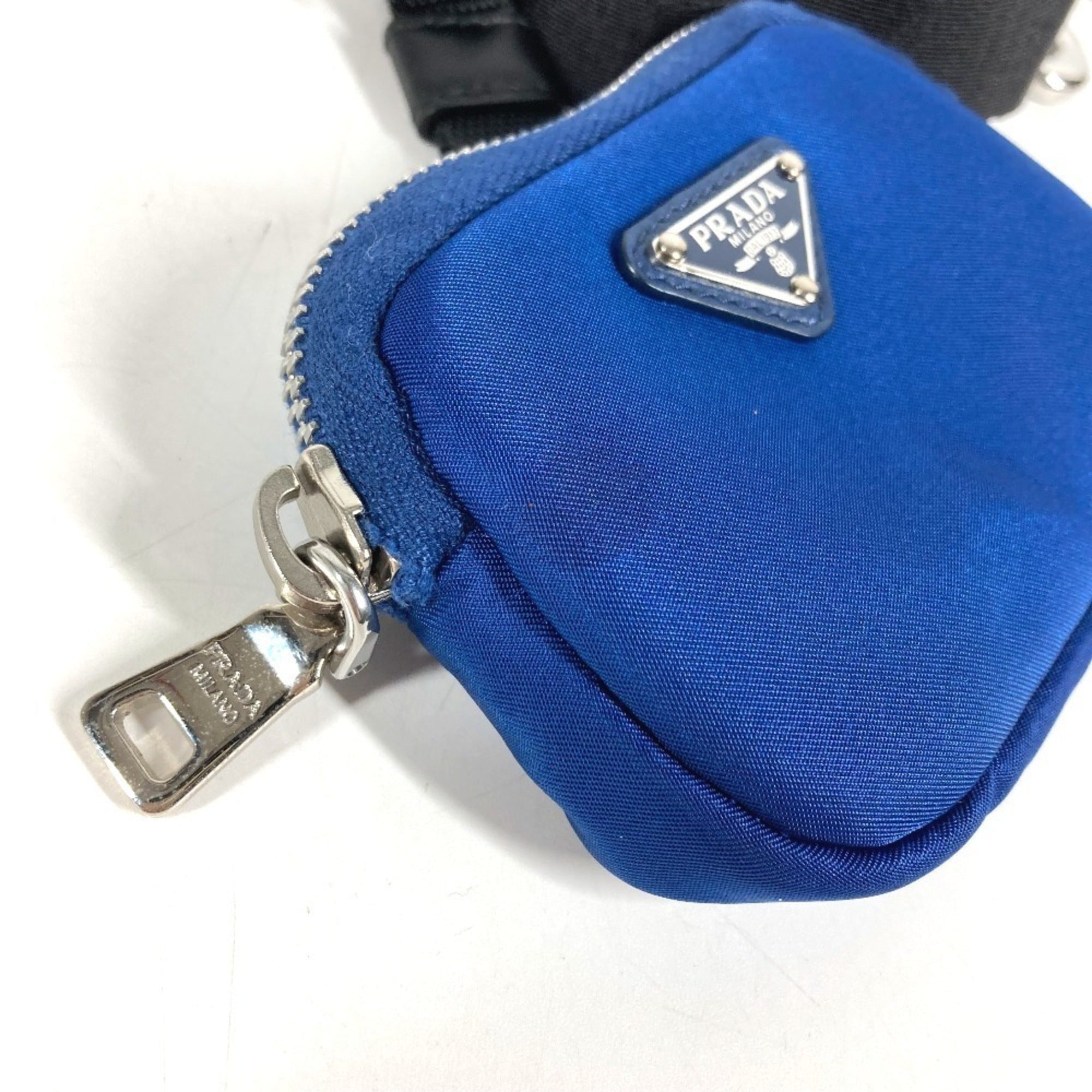 Prada Black Blue Nylon Handbag Pouch (Pre-Owned)