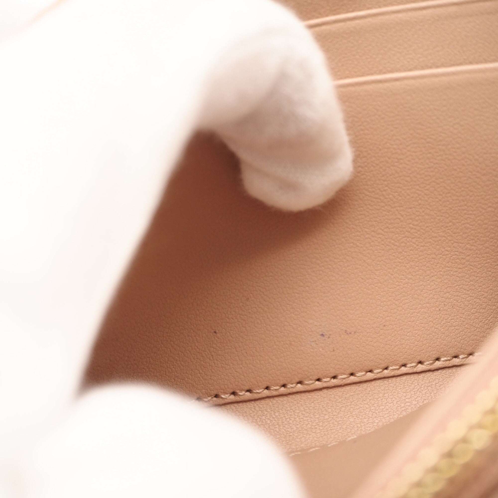 Christian Dior Lady Dior Pink Beige Leather Coin Purse/Coin Case (Pre-Owned)
