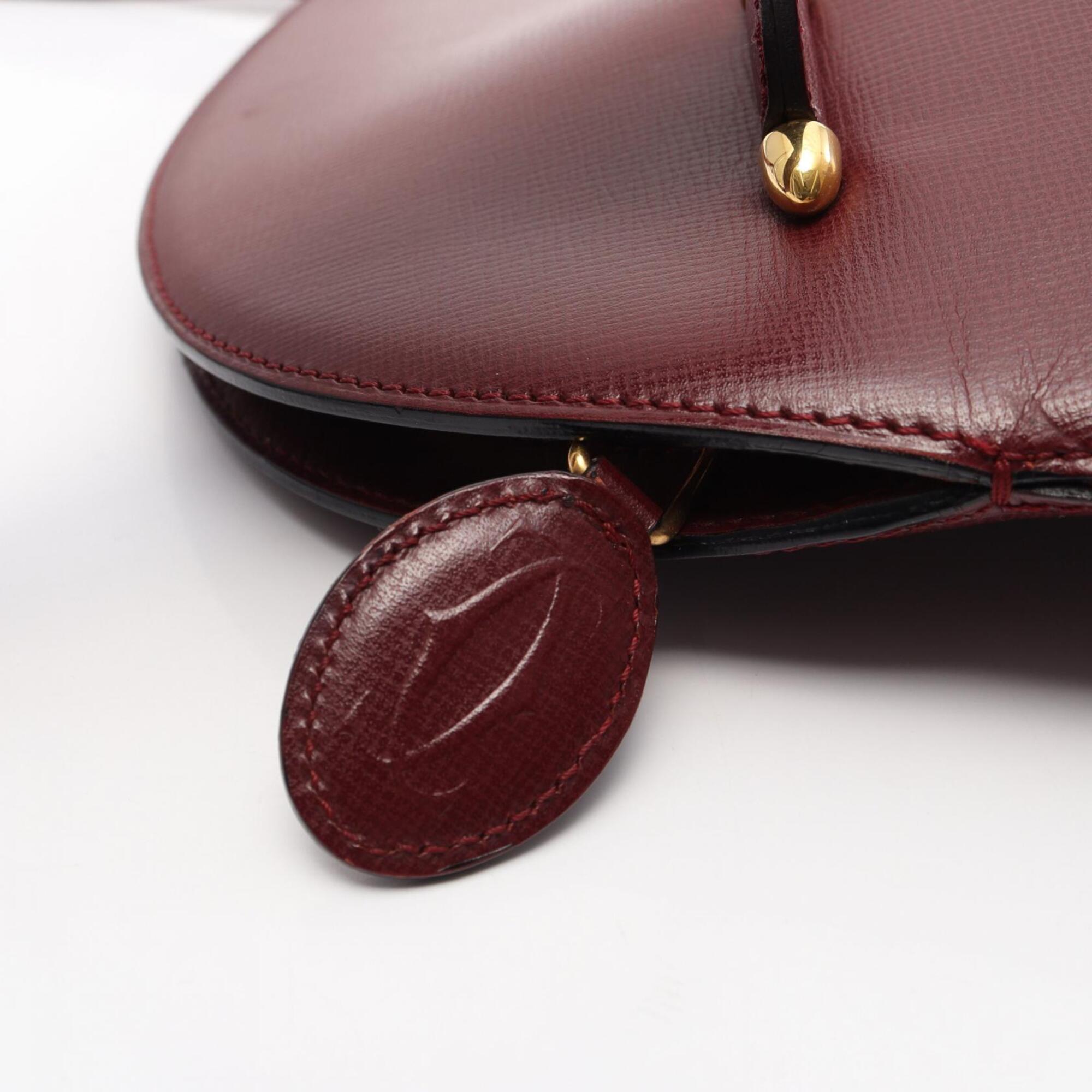Cartier Bordeaux Leather Handbag Shoulder Bag (Pre-Owned)