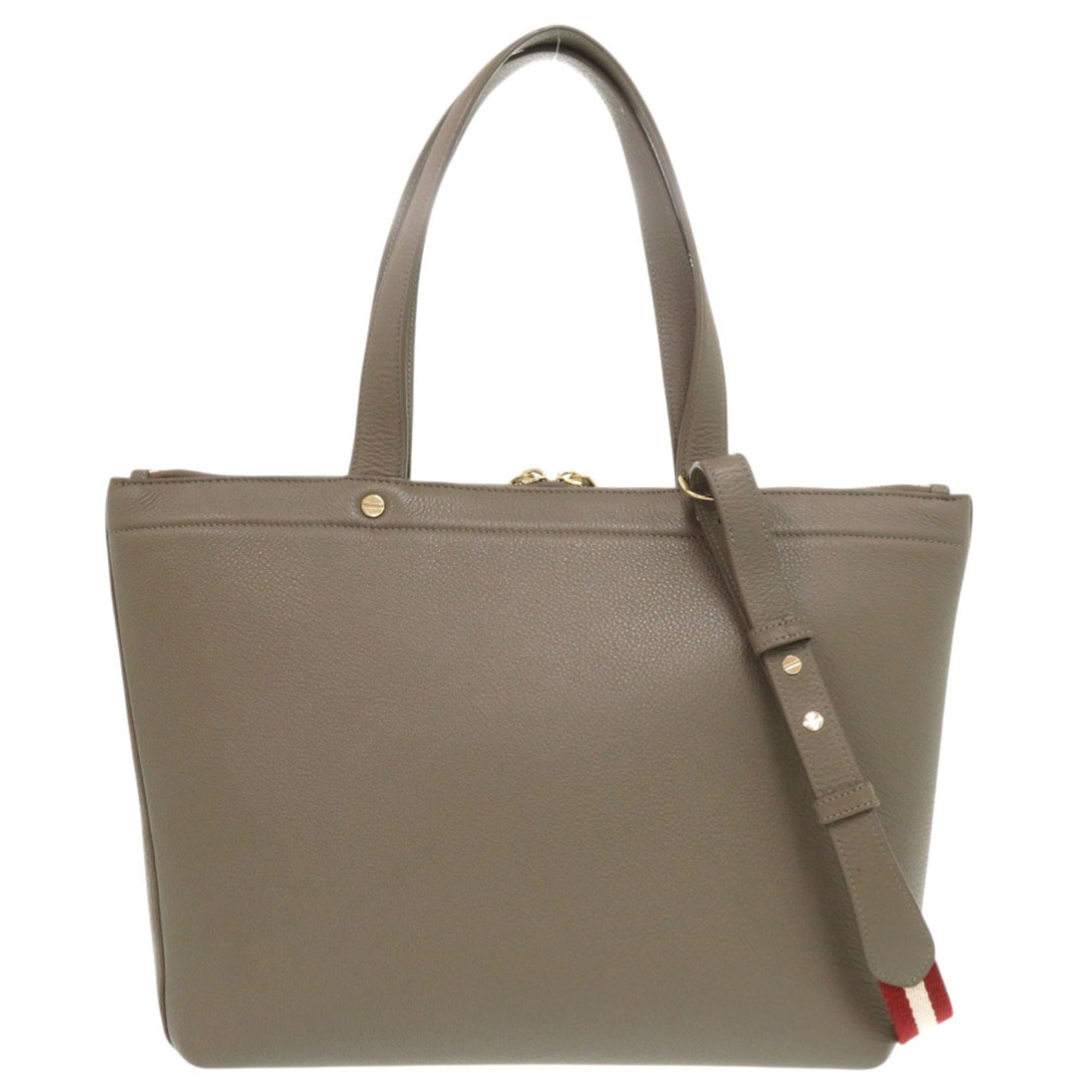 Bally Grayish Leather Tote Bag (Pre-Owned)