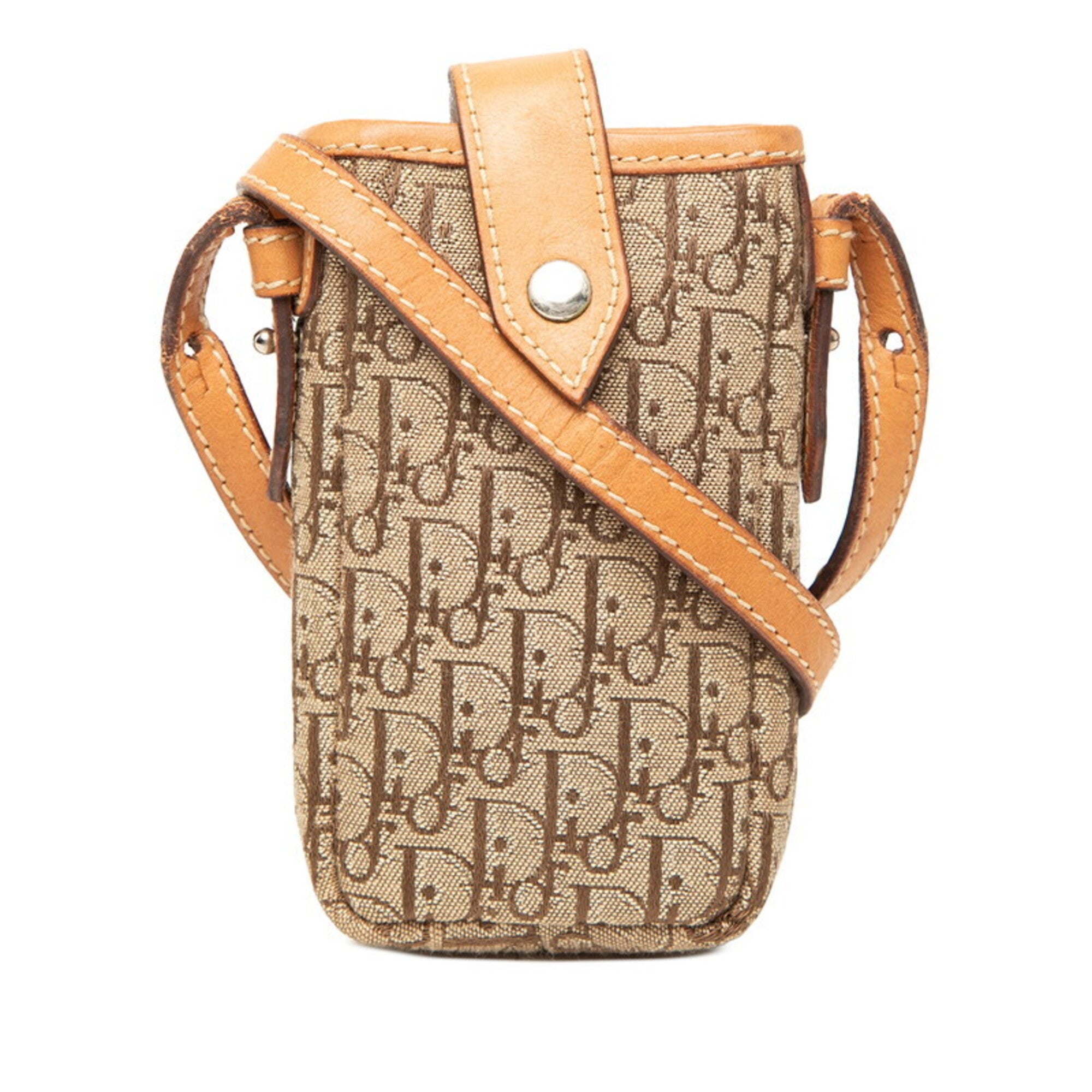 Christian Dior Trotter Brown Canvas Leather Shoulder Bag (Pre-Owned)