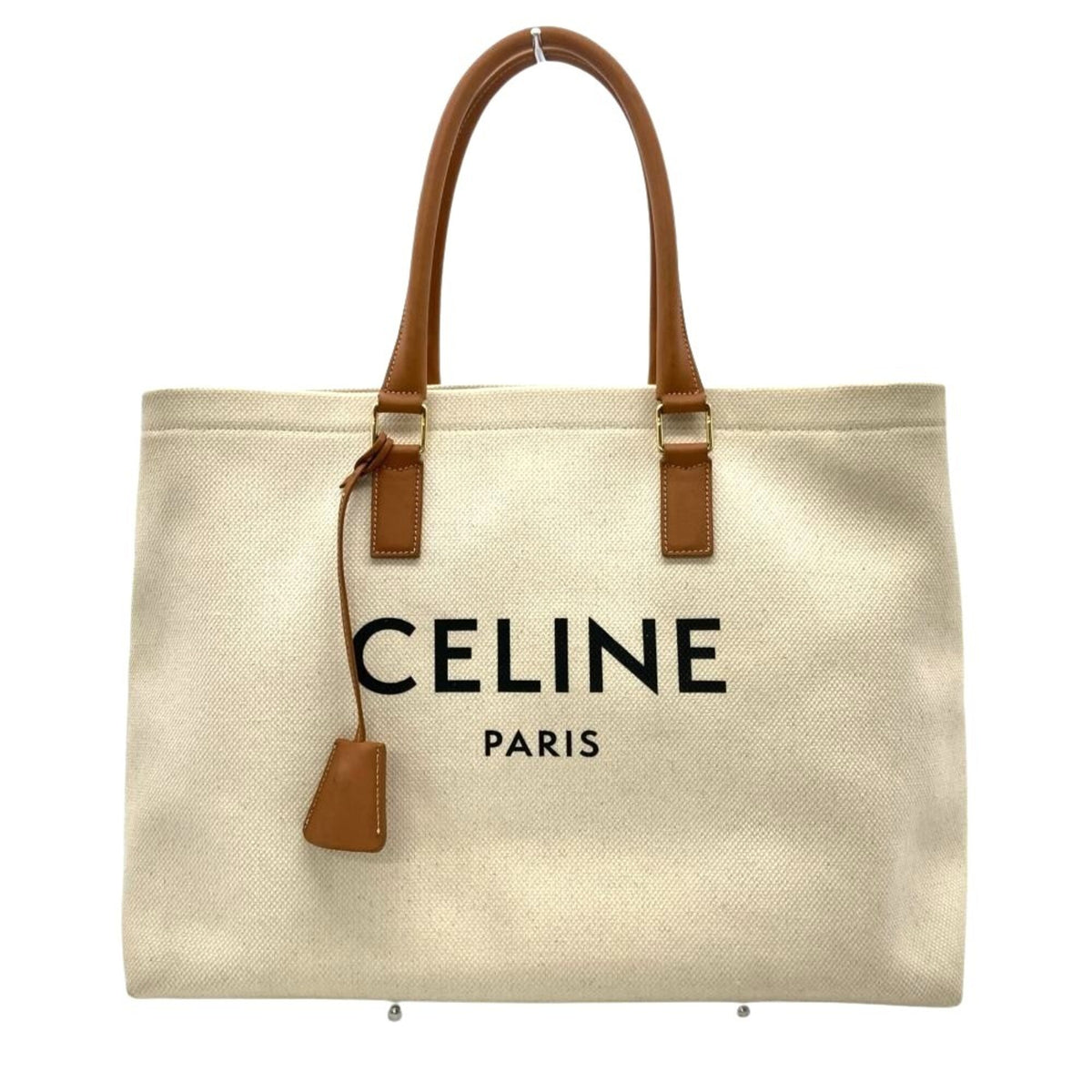Celine Beige Canvas Leather Tote Bag (Pre-Owned)