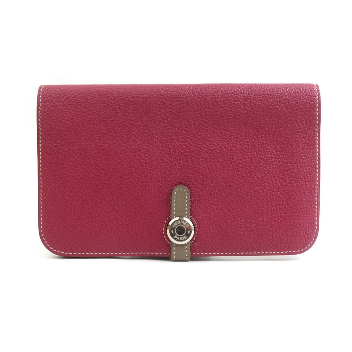 Hermes Etoupe Gray Tosca Togo Leather Long Wallet (Bi-Fold) (Pre-Owned)