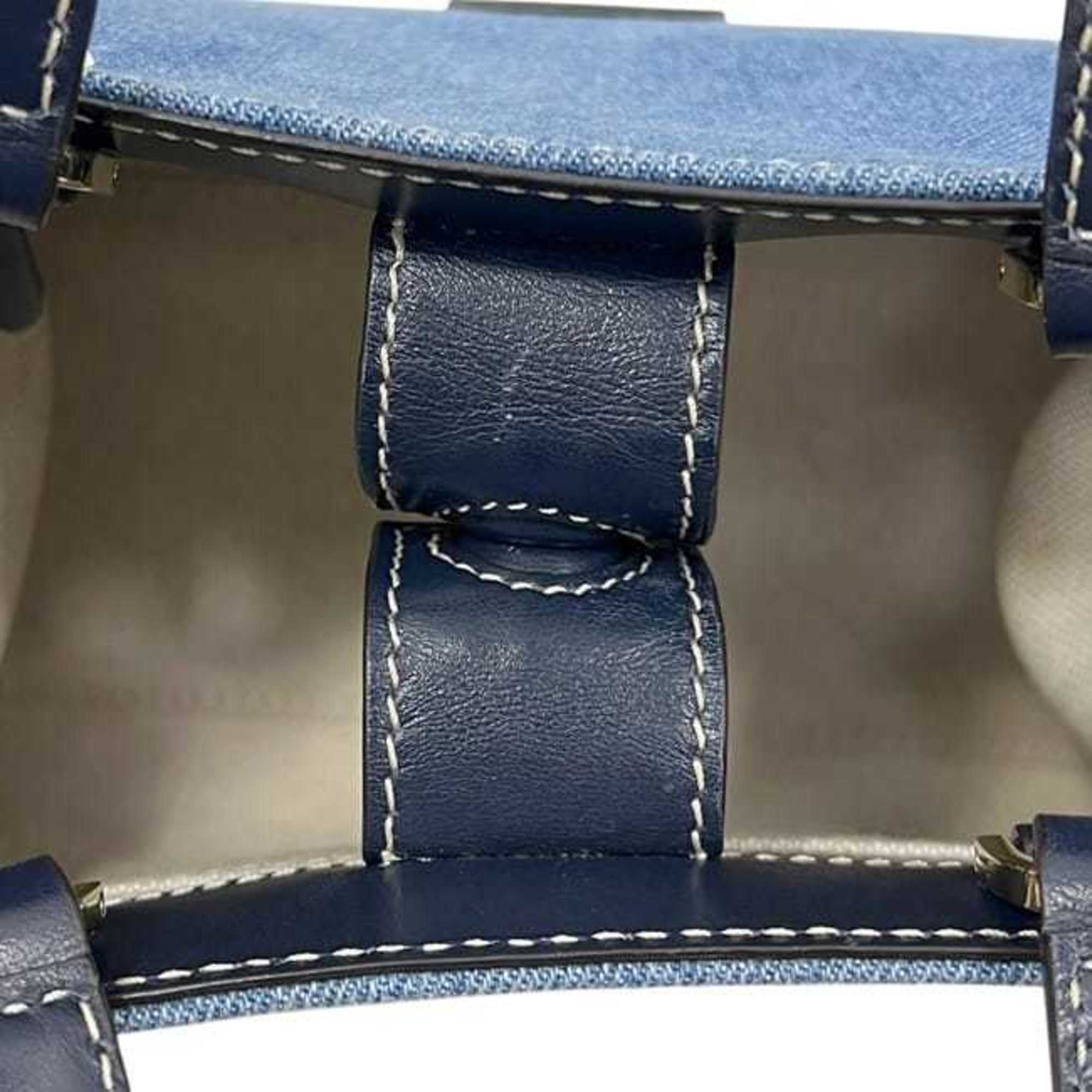 Jimmy Choo Blue Navy Denim Leather Handbag Shoulder Bag (Pre-Owned)