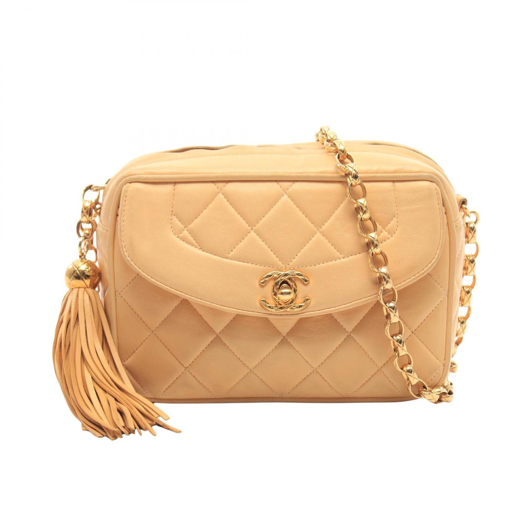 Chanel Beige Leather Handbag Shoulder Bag (Pre-Owned)