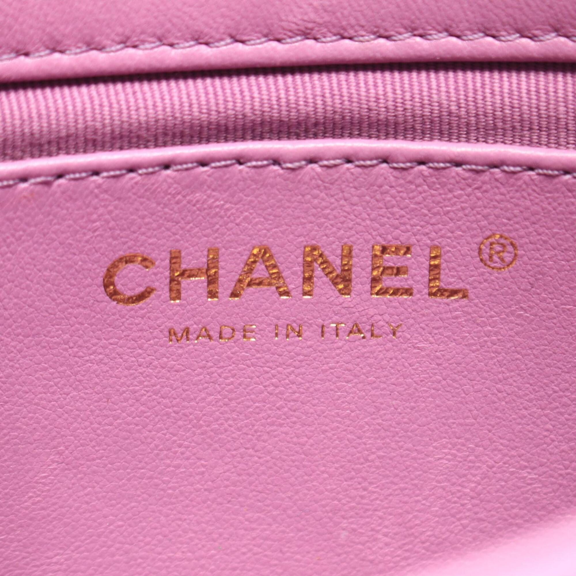 Chanel Purple Leather Handbag Shoulder Bag (Pre-Owned)