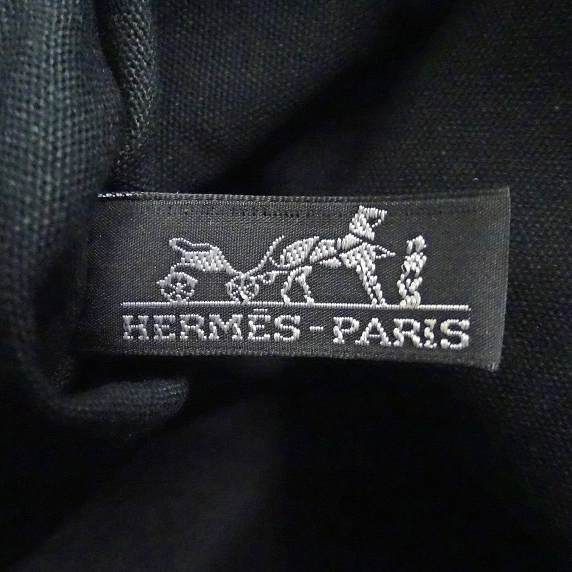 Hermes Black Canvas Handbag Tote Bag (Pre-Owned)