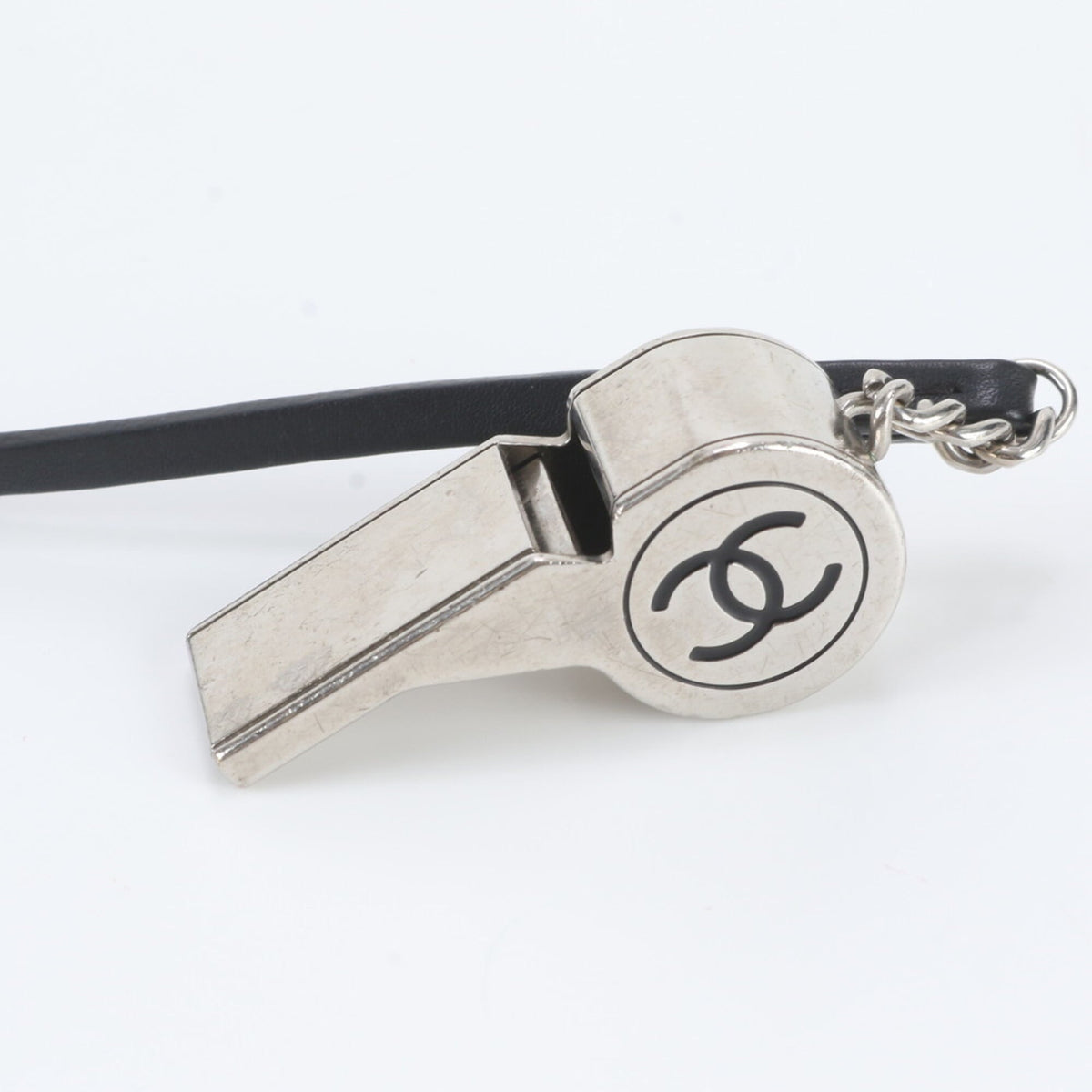 Chanel Black White Leather Canvas Shoulder Bag Tote Bag (Pre-Owned)