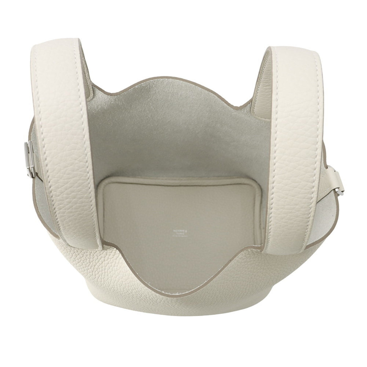 Hermes Ivory Taurillon Clemence Leather Handbag Tote Bag